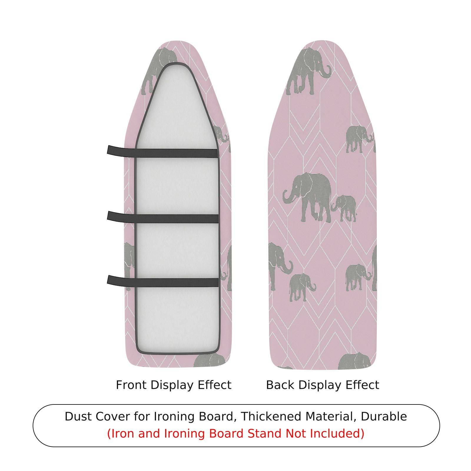 1-Piece Elephant Pink Grey  Ironing Board Cover, Universal Size, Without Board