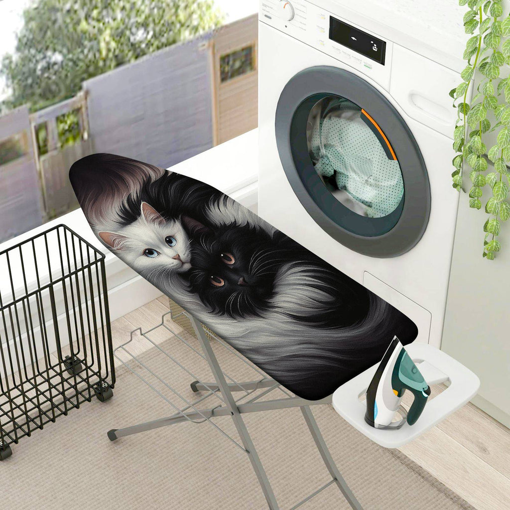 1-Piece Black White Cat Artistic Animal Print  Ironing Board Cover, Universal Size, Without Board