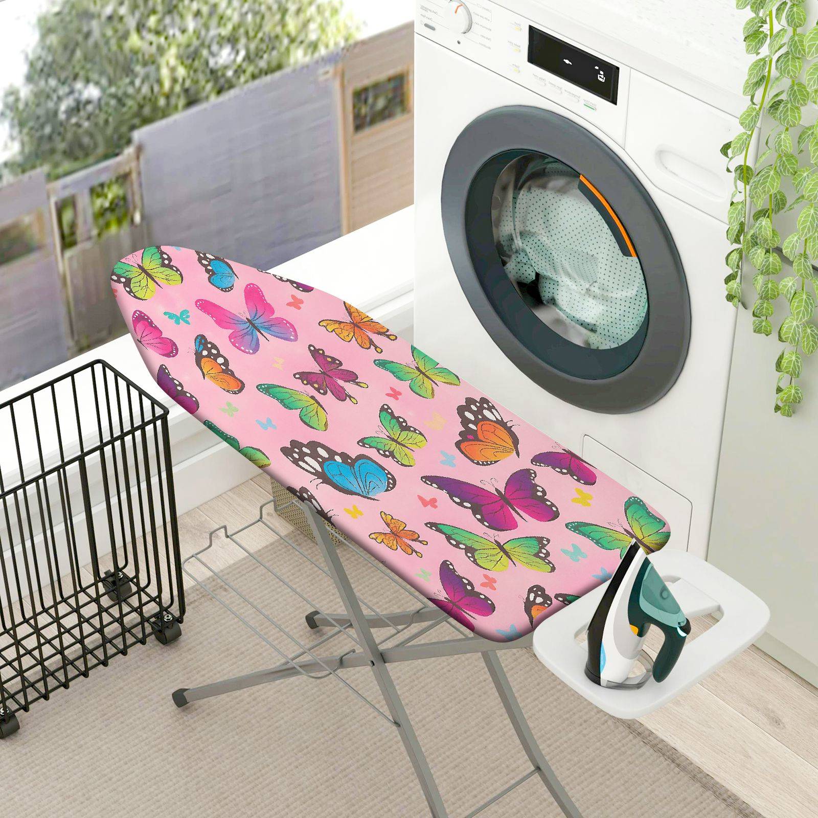 1-Piece Butterfly Colorful Pink  Ironing Board Cover, Universal Size, Without Board