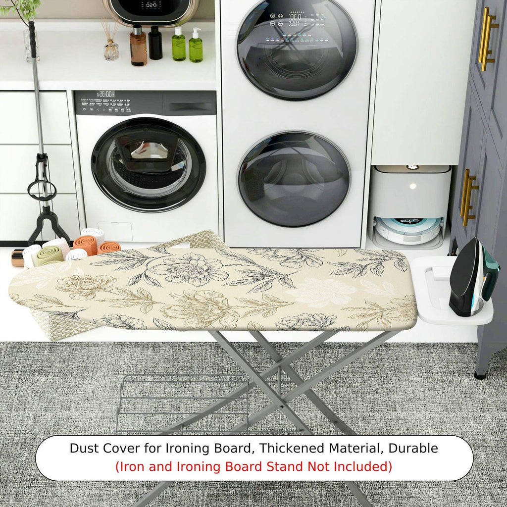 1-Piece Floral Pattern Beige Leaf  Ironing Board Cover, Universal Size, Without Board