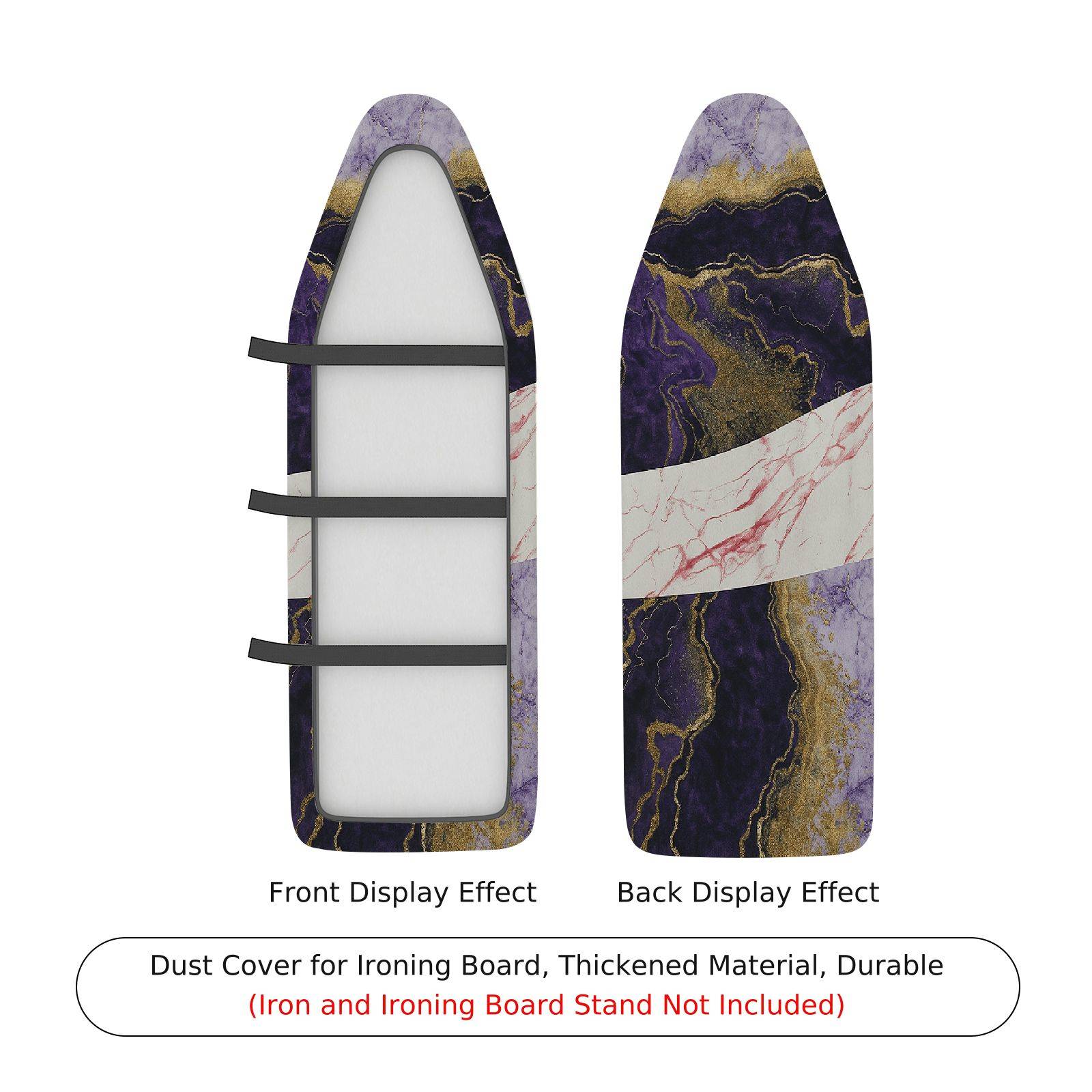 1-Piece Abstract Marble Purple White Gold  Ironing Board Cover, Universal Size, Without Board