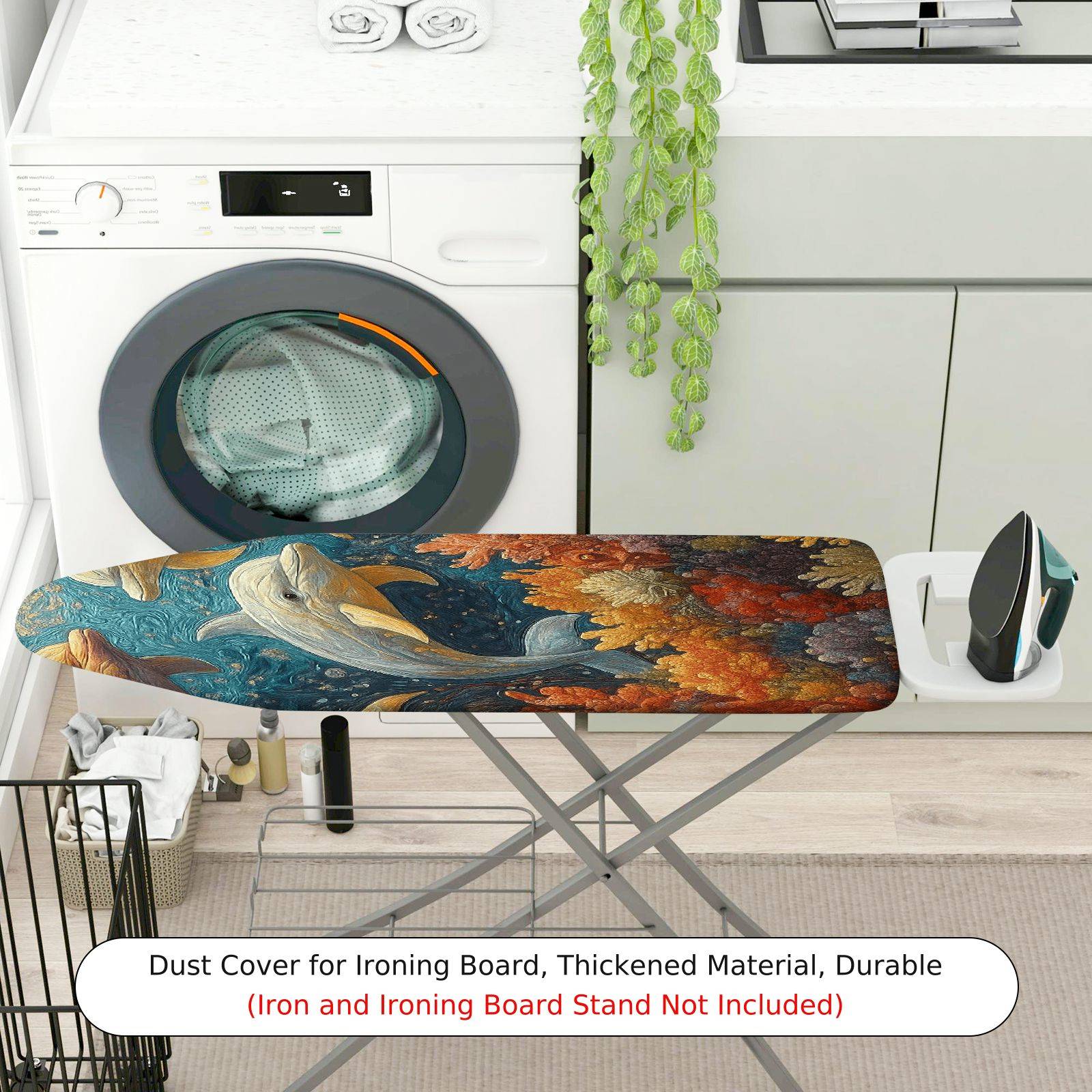 1-Piece Dolphin Ocean Fish  Ironing Board Cover, Universal Size, Without Board