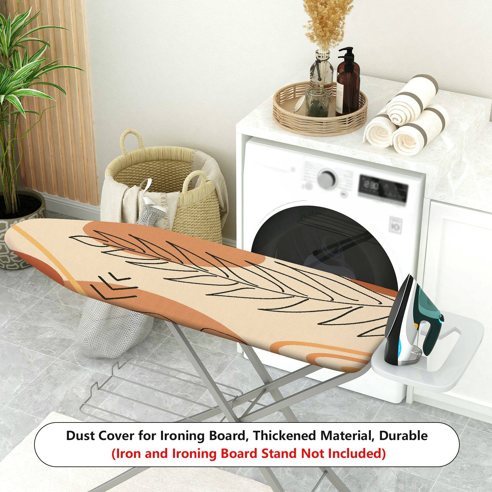 1-Piece Abstract Leaf Swirl Art  Ironing Board Cover, Universal Size, Without Board