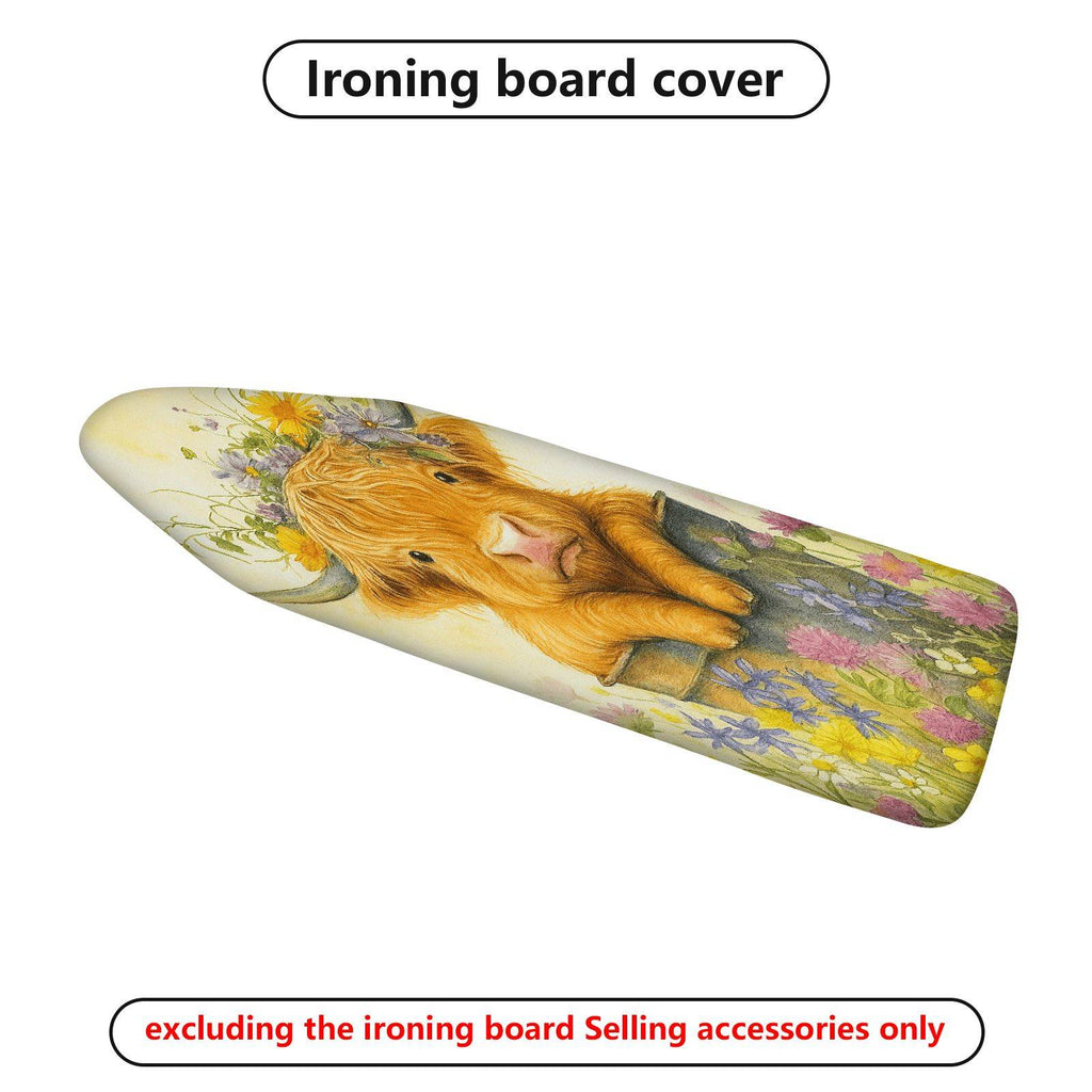 1-Piece Cow Floral Animal  Ironing Board Cover, Universal Size, Without Board