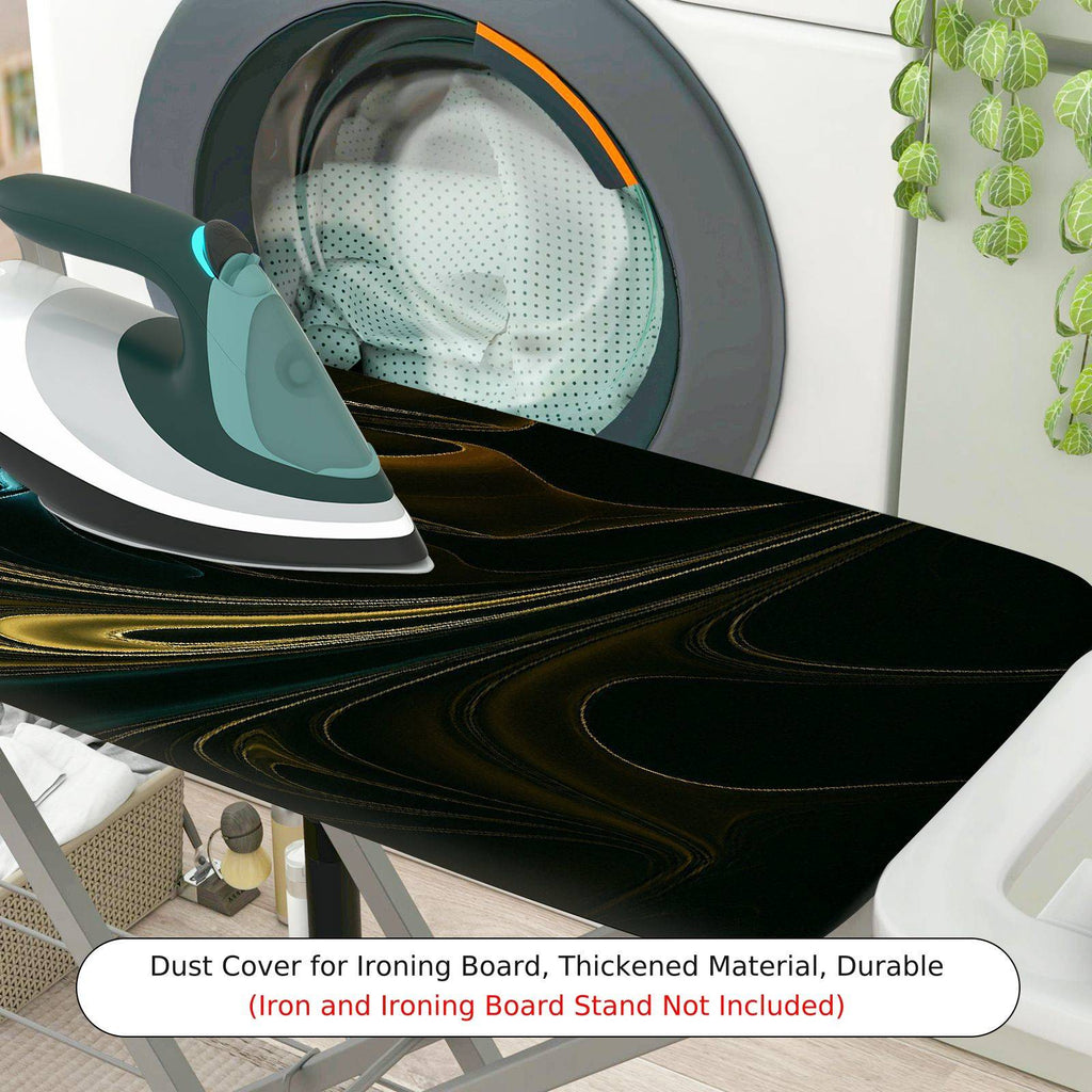 1-Piece Abstract Swirl Dark Tone Golden Accent  Ironing Board Cover, Universal Size, Without Board