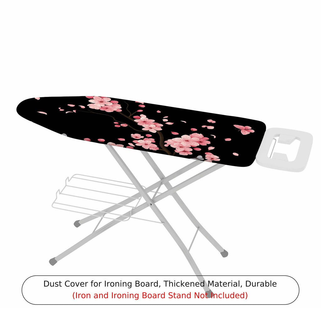 1-Piece Cherry Blossom Pink Floral Black  Ironing Board Cover, Universal Size, Without Board
