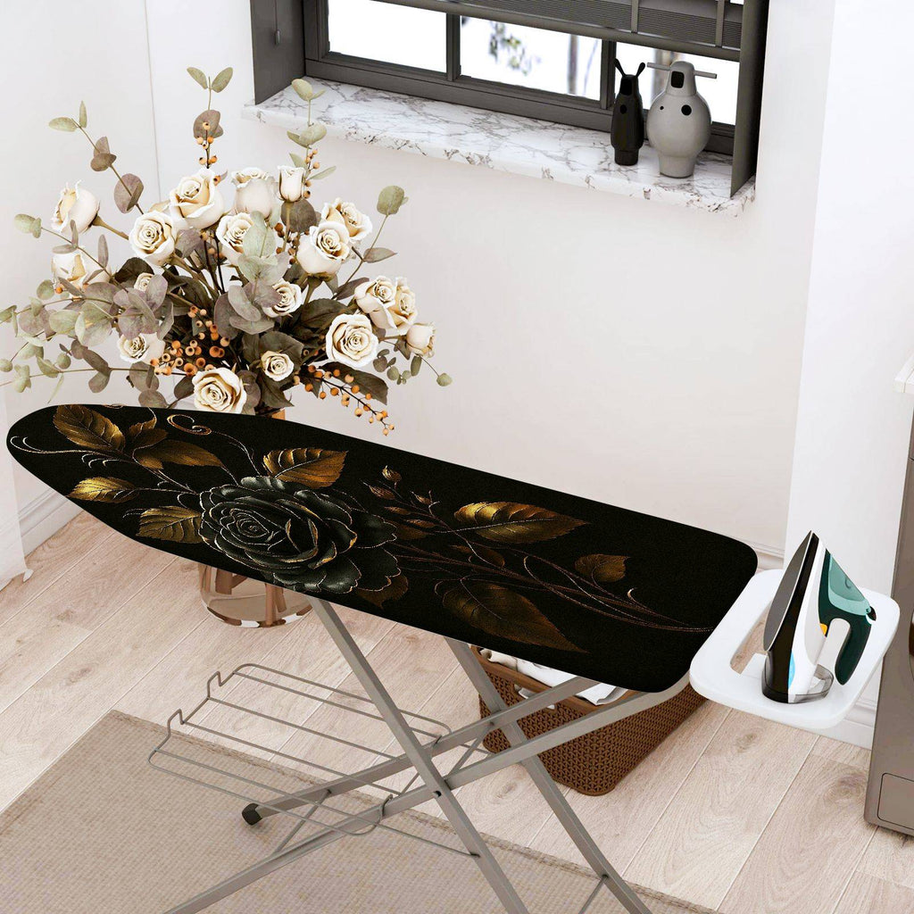 1-Piece Floral Elegant Black  Ironing Board Cover, Universal Size, Without Board