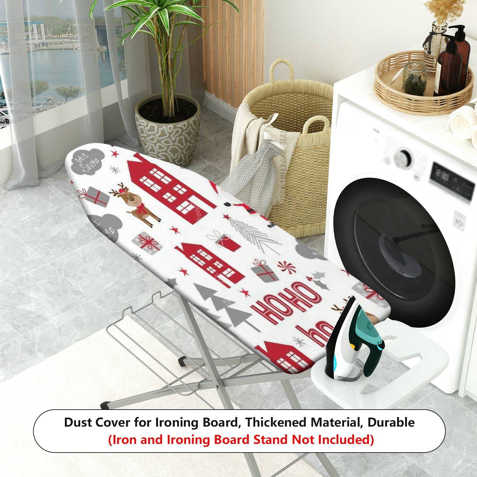 1-Piece Christmas Santa Reindeer  Ironing Board Cover, Universal Size, Without Board