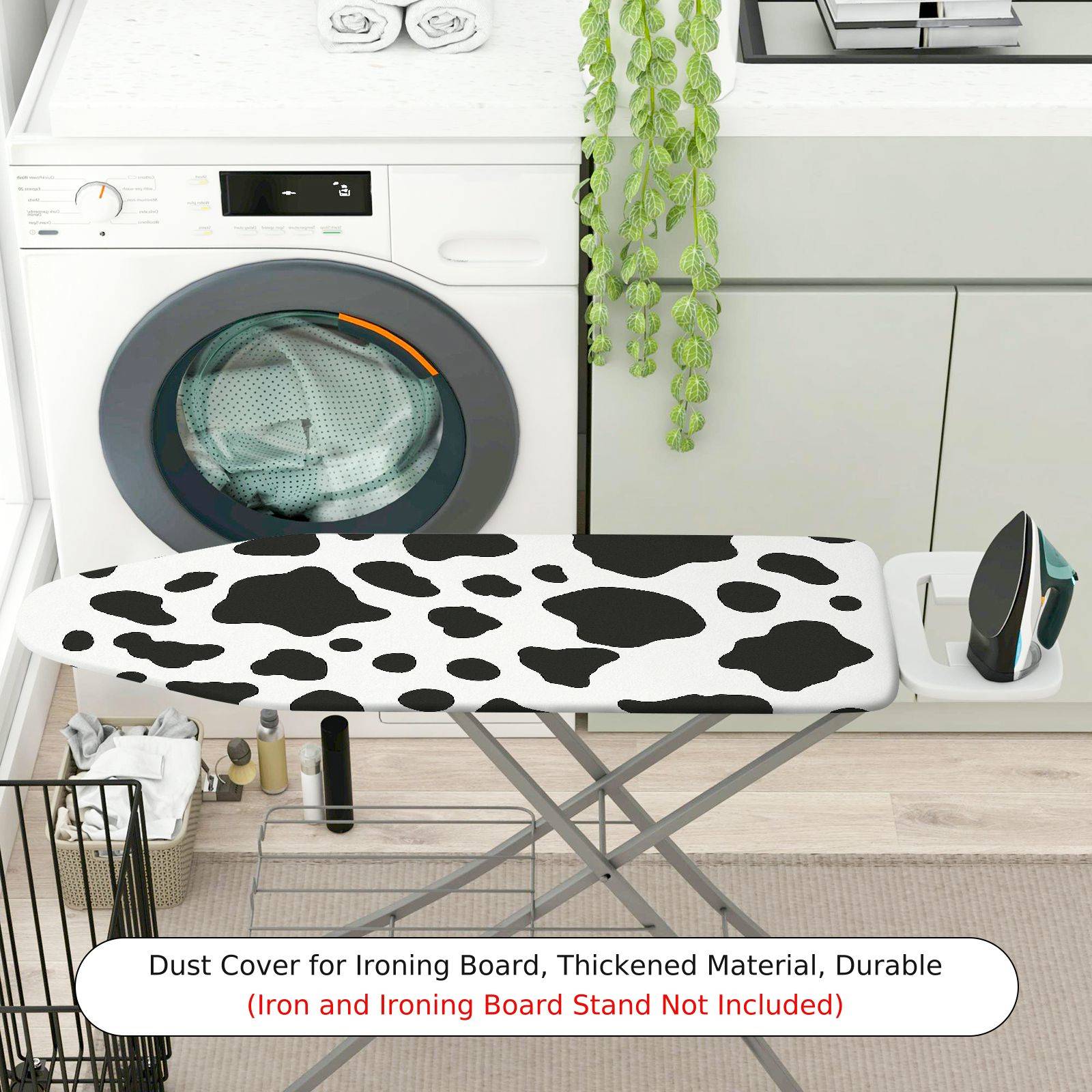 1-Piece Animal Print Cow Pattern Black And White  Ironing Board Cover, Universal Size, Without Board