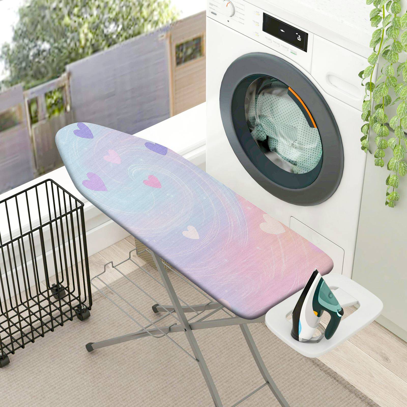 1-Piece Pastel Heart Pattern Pretty Pink  Ironing Board Cover, Universal Size, Without Board