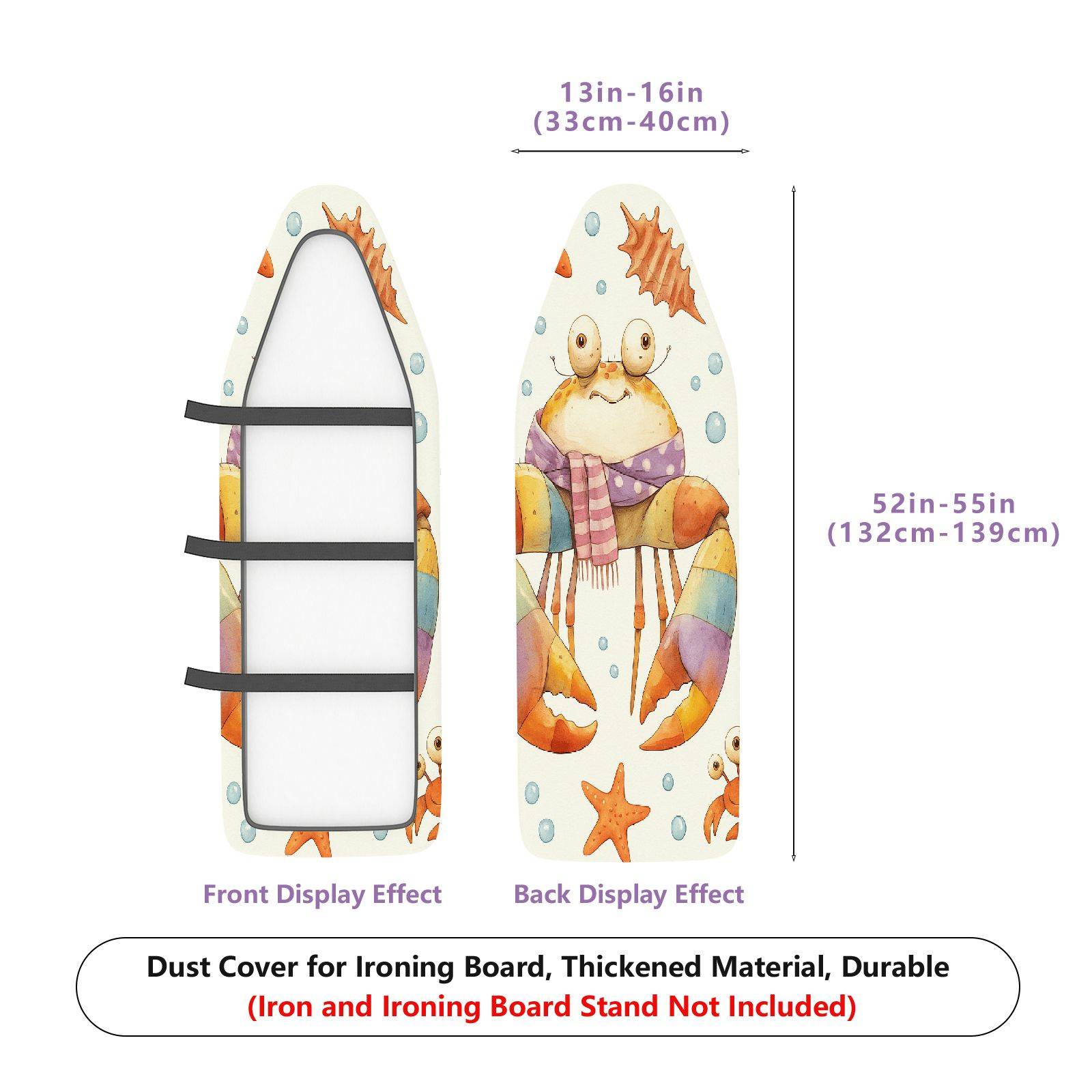 1-Piece Crab Sea Animal  Ironing Board Cover, Universal Size, Without Board
