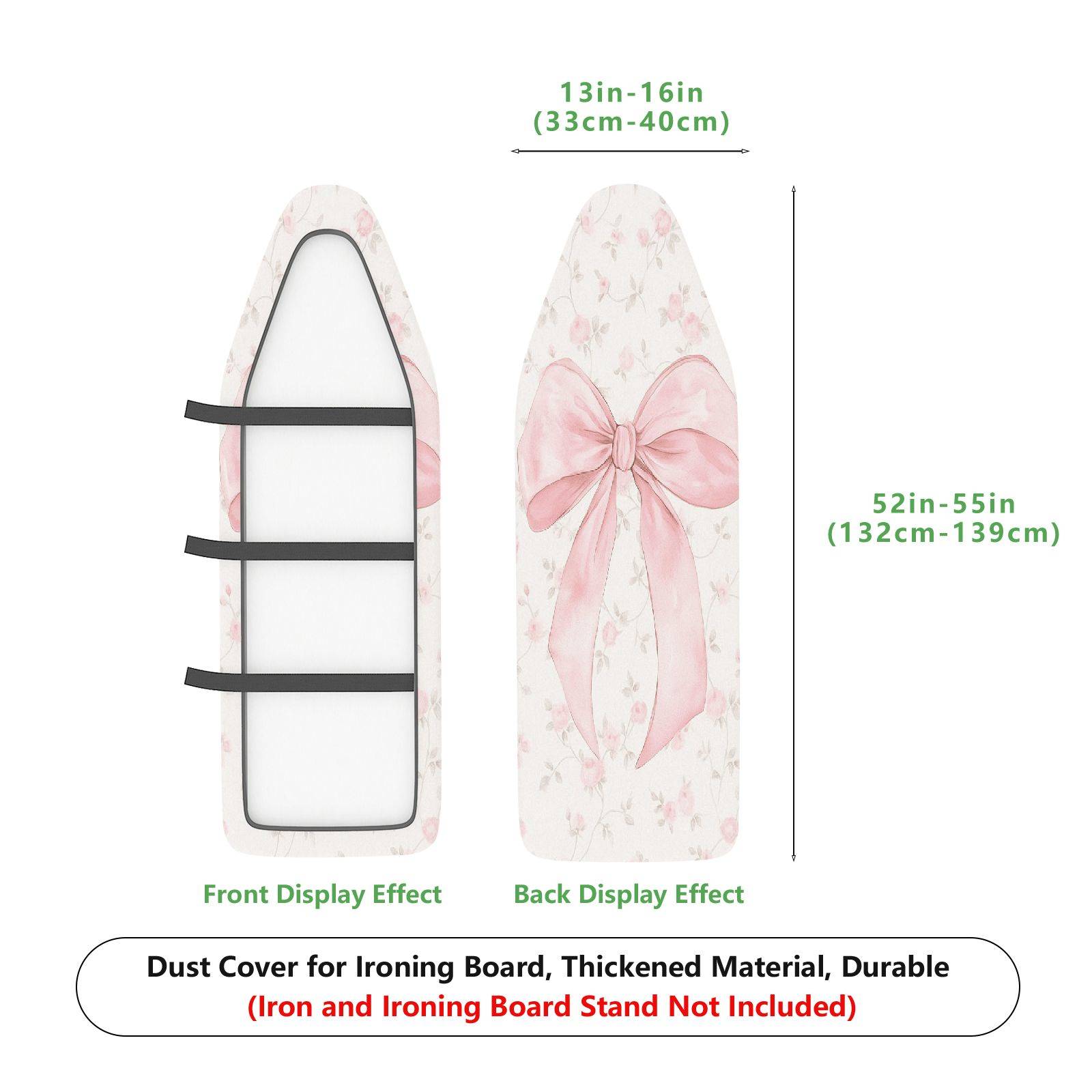 1-Piece Pink Bow Floral Pattern  Ironing Board Cover, Universal Size, Without Board
