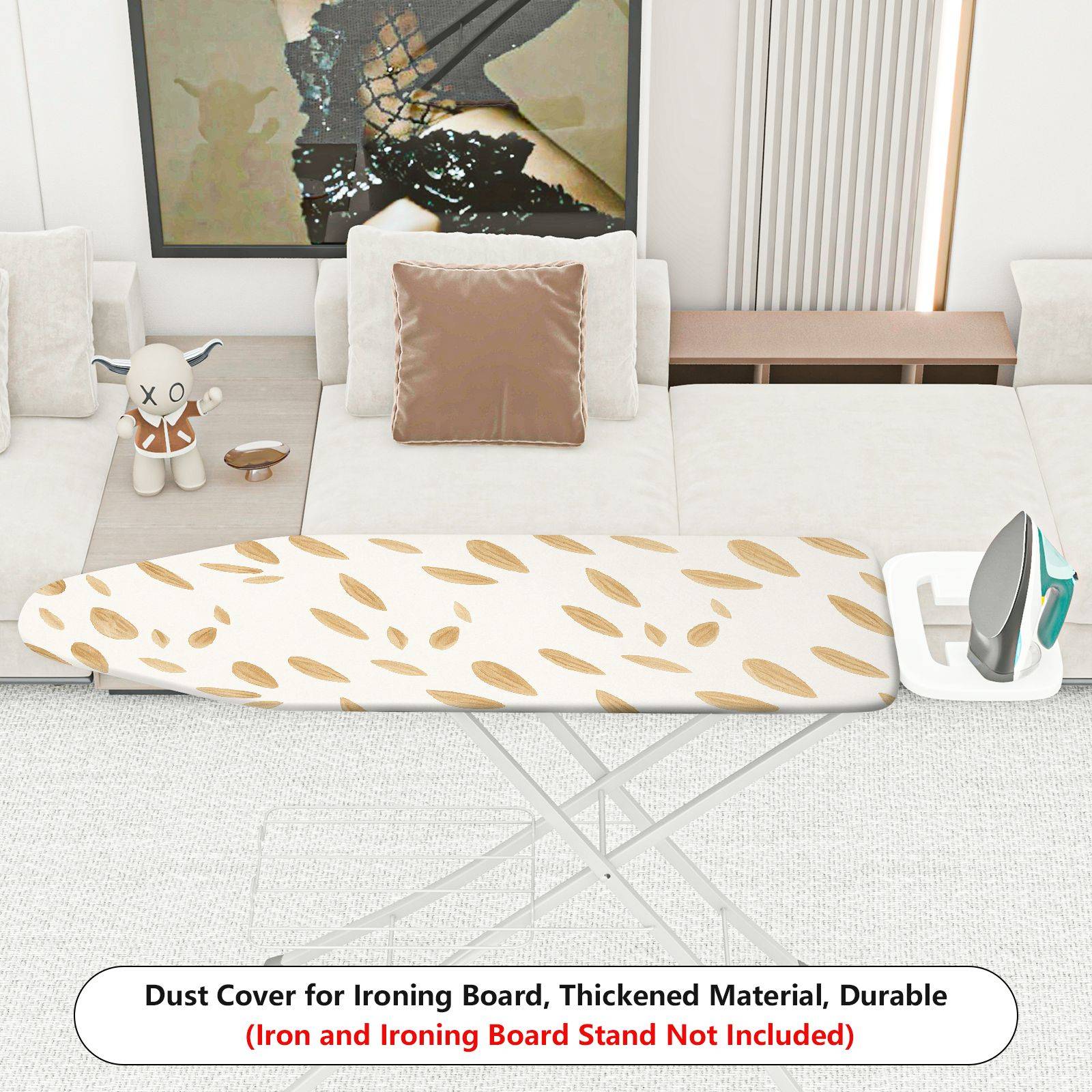 1-Piece Leaf Pattern Beige Decorative  Ironing Board Cover, Universal Size, Without Board