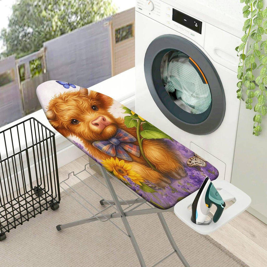 1-Piece Cow Art Floral Animal  Ironing Board Cover, Universal Size, Without Board
