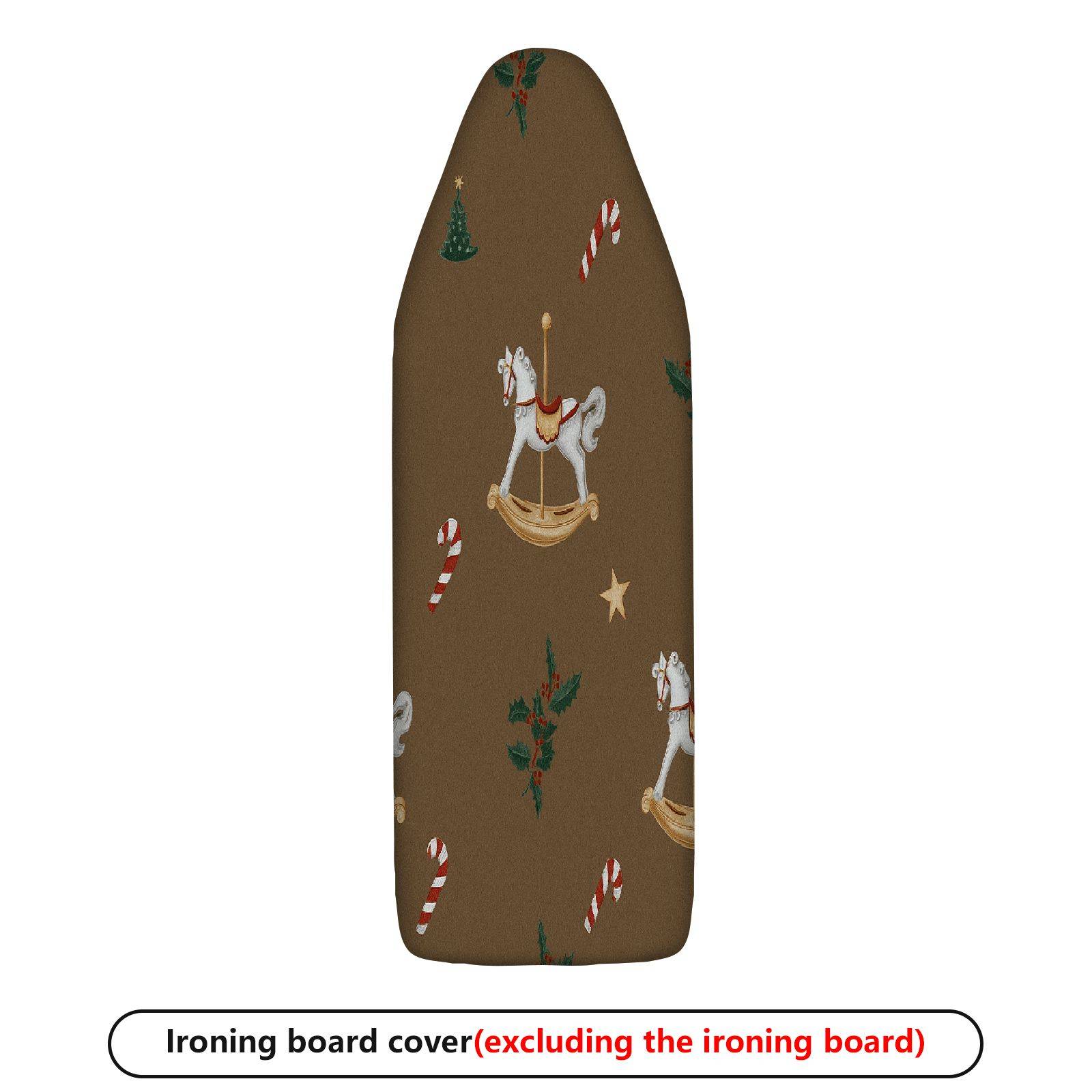 1-Piece Christmas Rocking Horse Candy Cane  Ironing Board Cover, Universal Size, Without Board