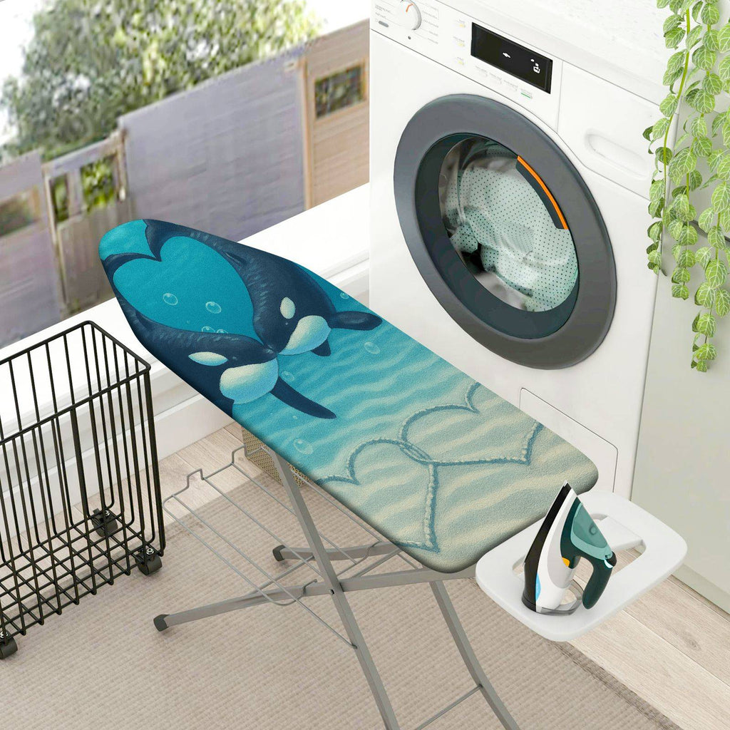 1-Piece Whale Ocean Blue  Ironing Board Cover, Universal Size, Without Board