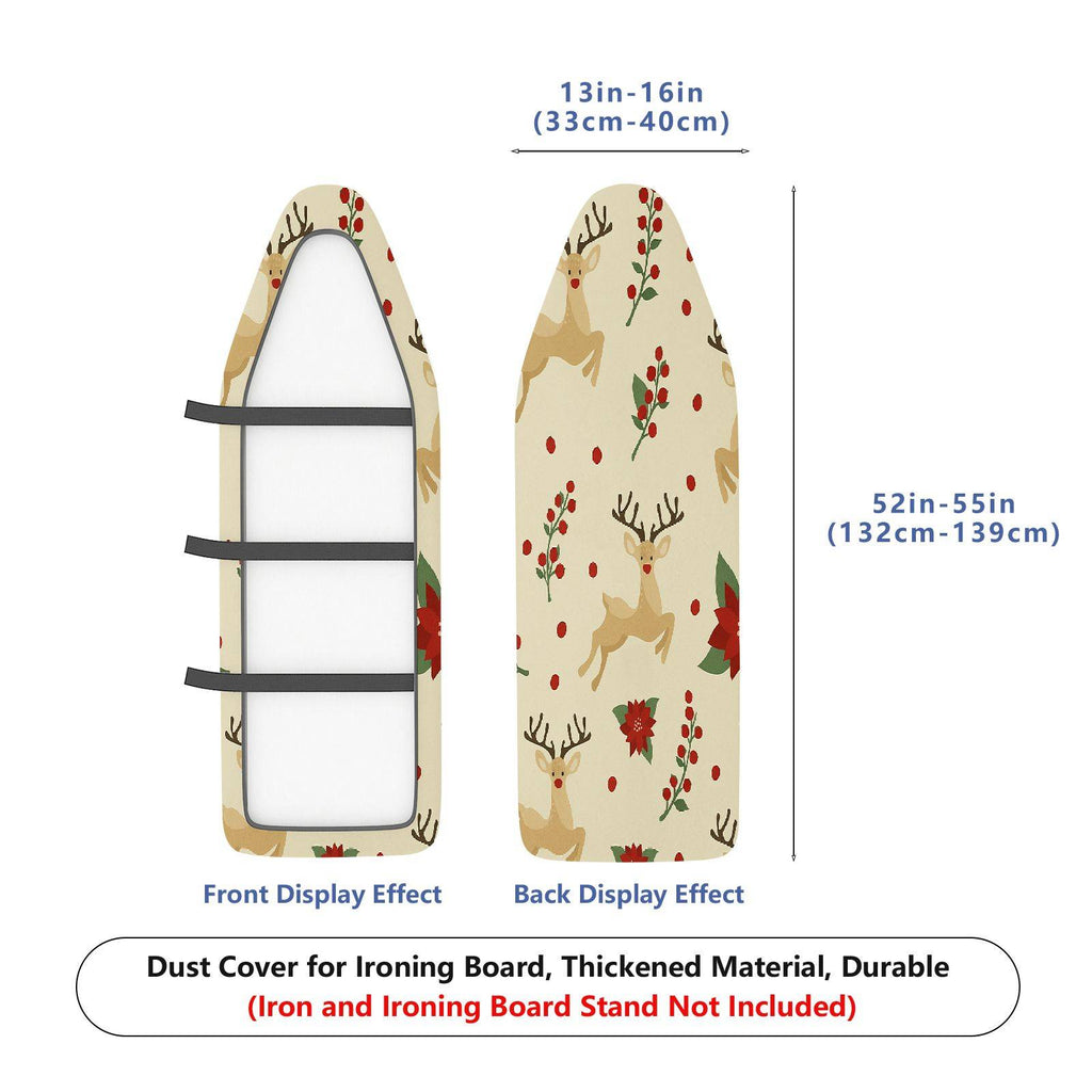 1-Piece Christmas Reindeer Floral  Ironing Board Cover, Universal Size, Without Board