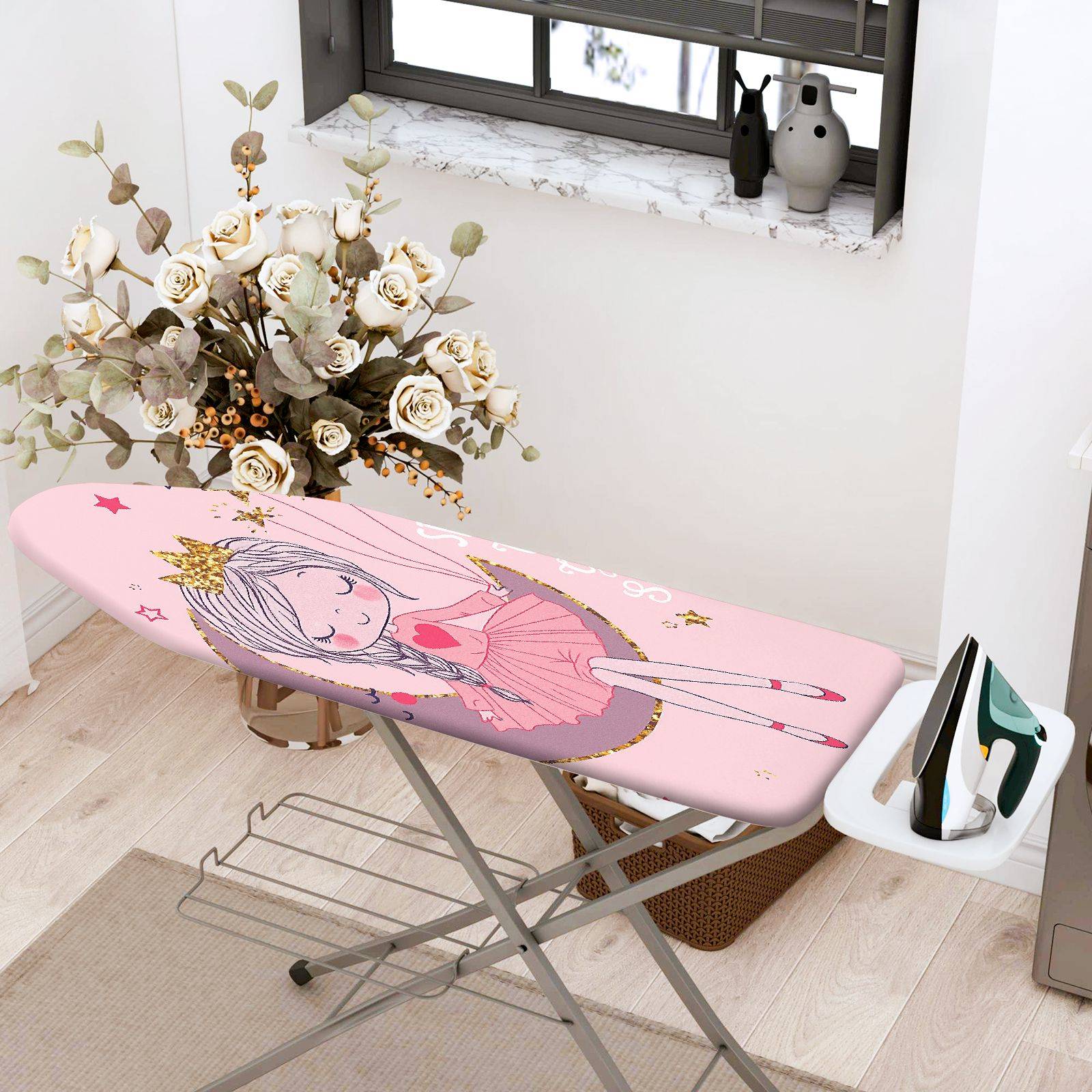 1-Piece Pink  Ironing Board Cover, Universal Size, Without Board