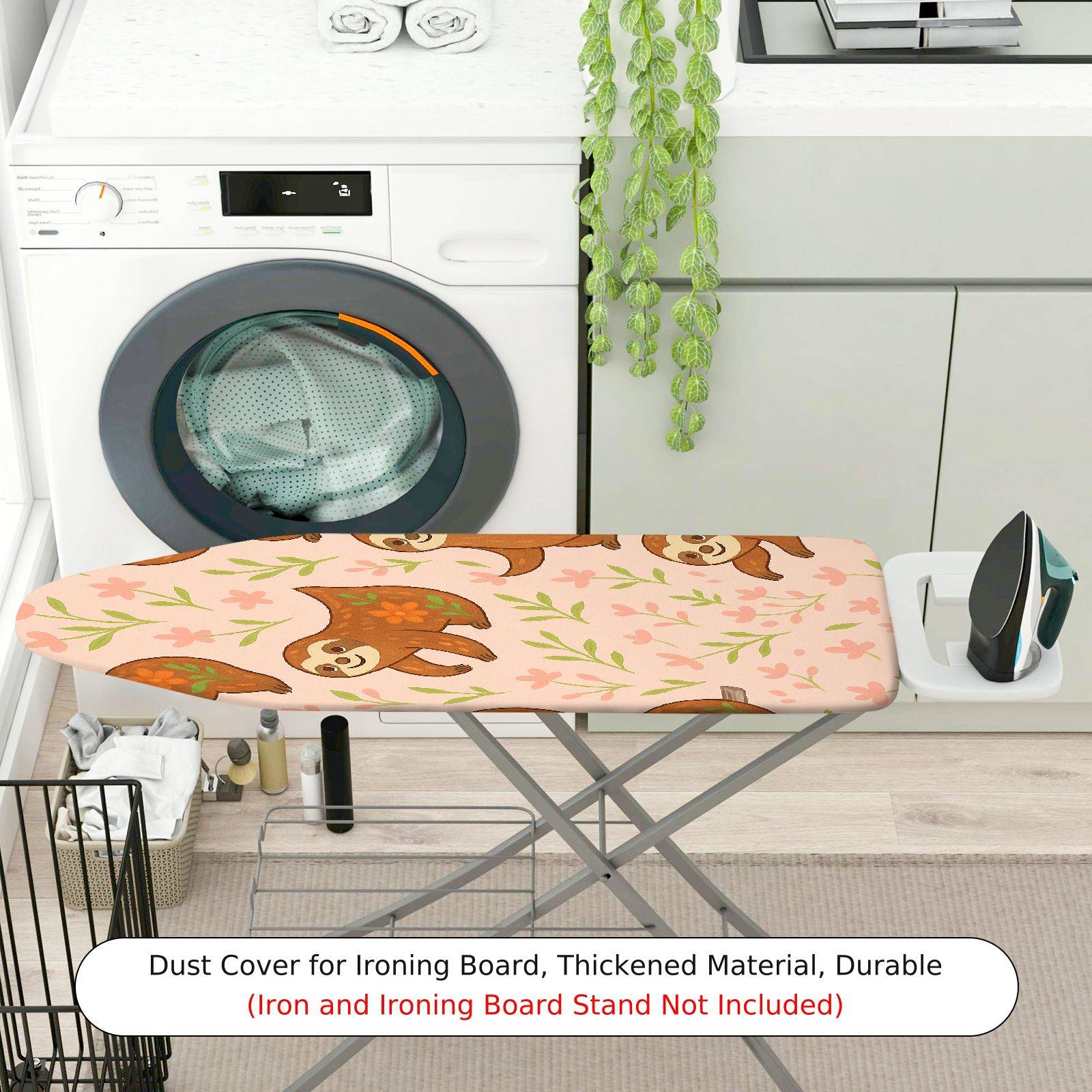 1-Piece Sloth Floral Animal  Ironing Board Cover, Universal Size, Without Board
