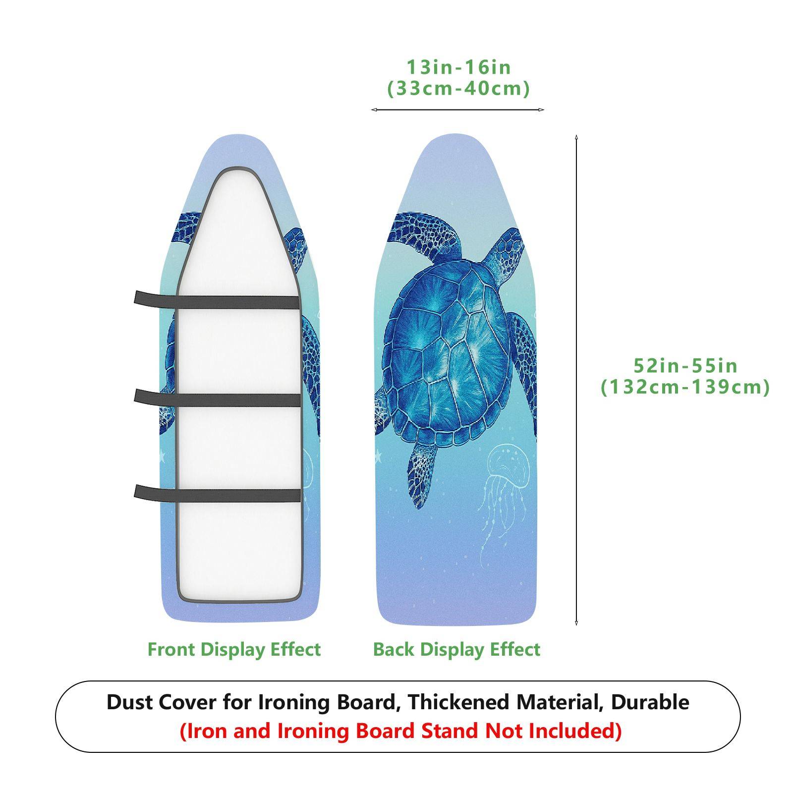 1-Piece Blue Sea Turtle Ocean Nature  Ironing Board Cover, Universal Size, Without Board