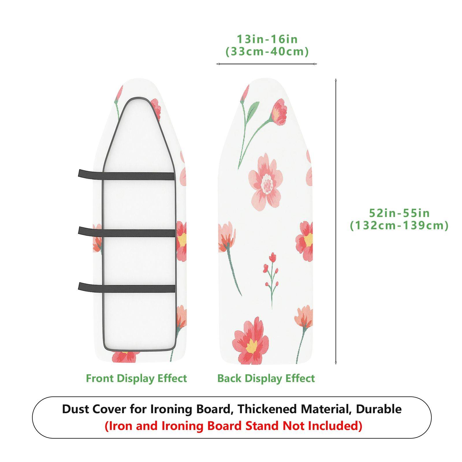 1-Piece Floral Pink Red Blossoms  Ironing Board Cover, Universal Size, Without Board