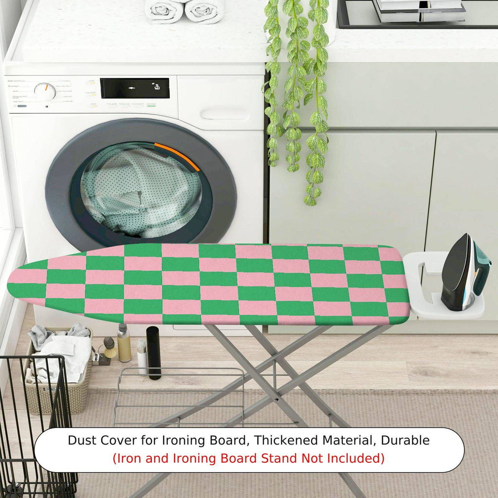 1-Piece Checkered Pink Green Plaid  Ironing Board Cover, Universal Size, Without Board