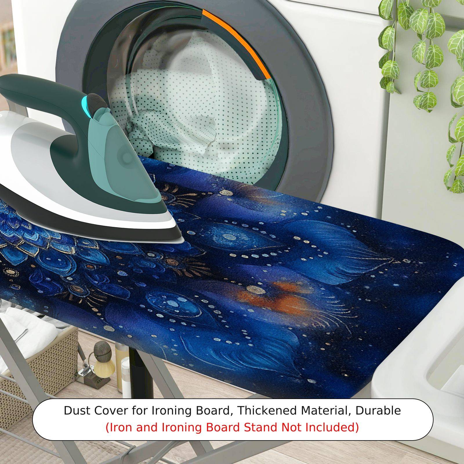 1-Piece Blue Mandala Floral Abstract  Ironing Board Cover, Universal Size, Without Board