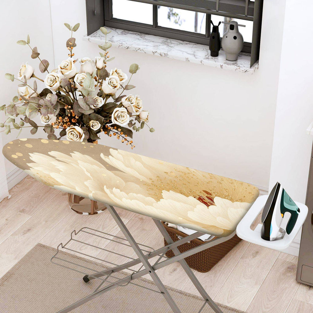 1-Piece Floral Beige Gold  Ironing Board Cover, Universal Size, Without Board