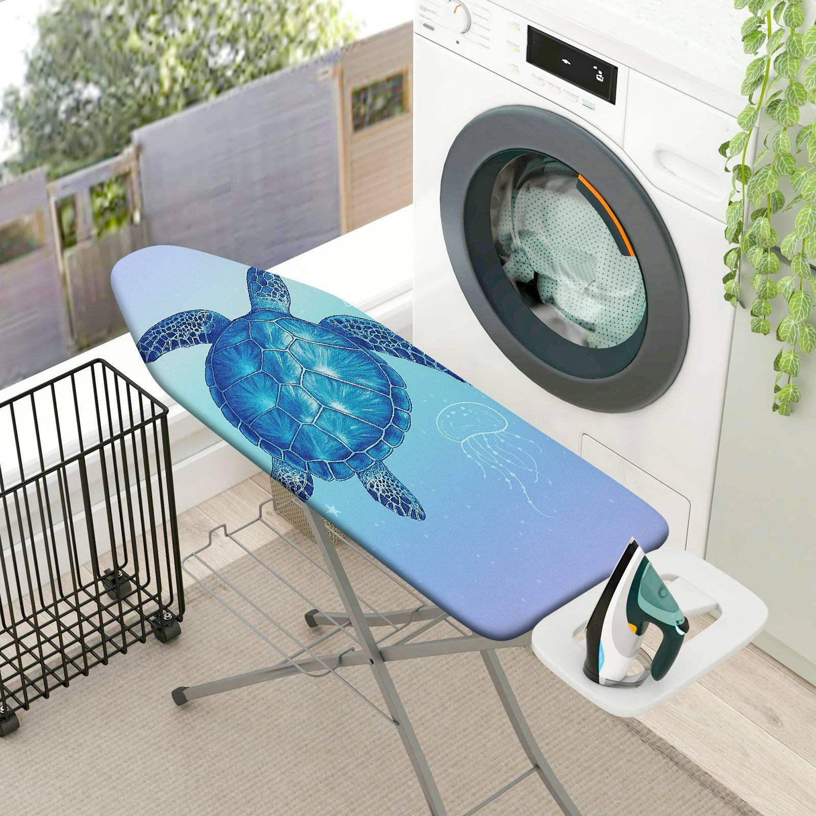 1-Piece Blue Sea Turtle Ocean Nature  Ironing Board Cover, Universal Size, Without Board