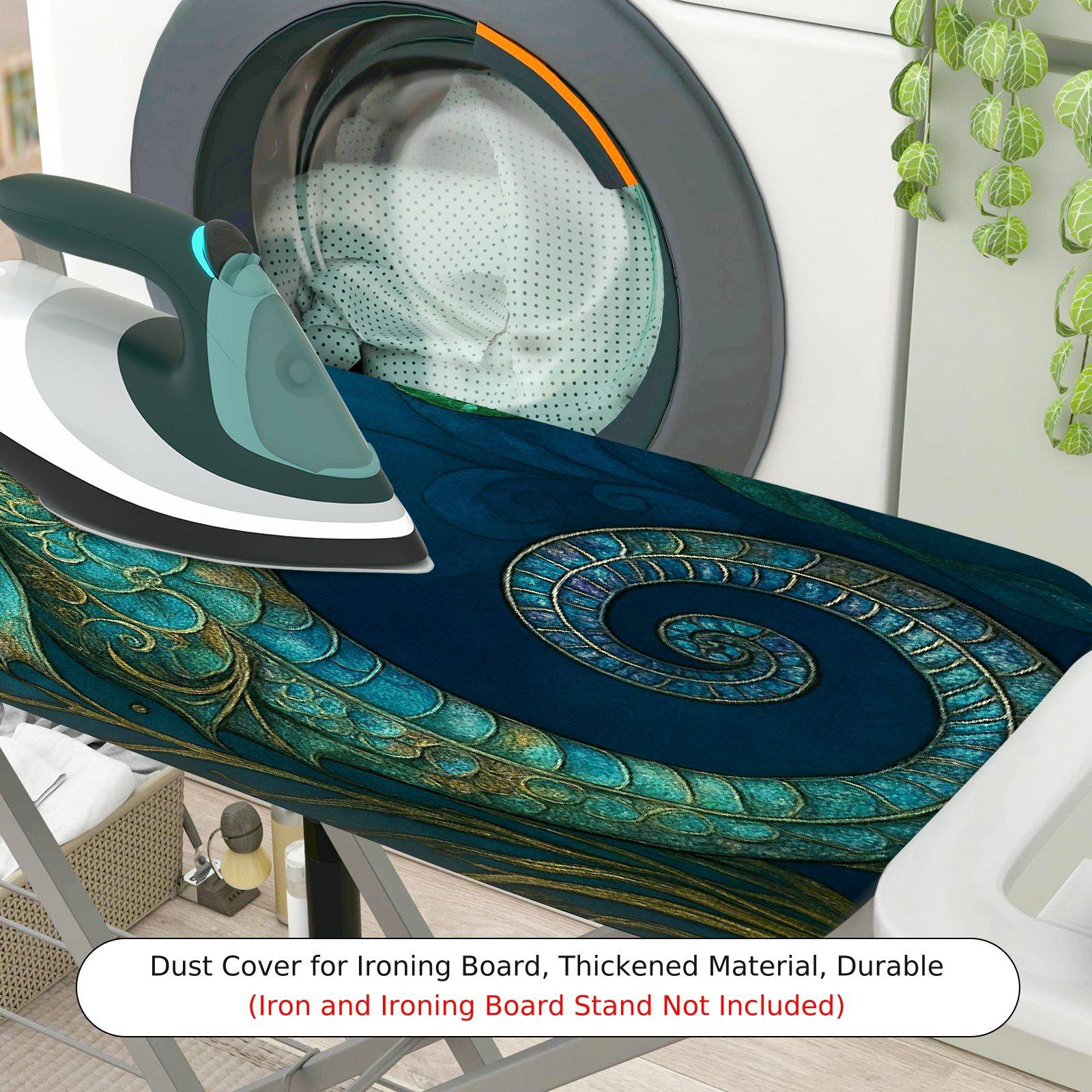 1-Piece Dragon Ocean Blue  Ironing Board Cover, Universal Size, Without Board