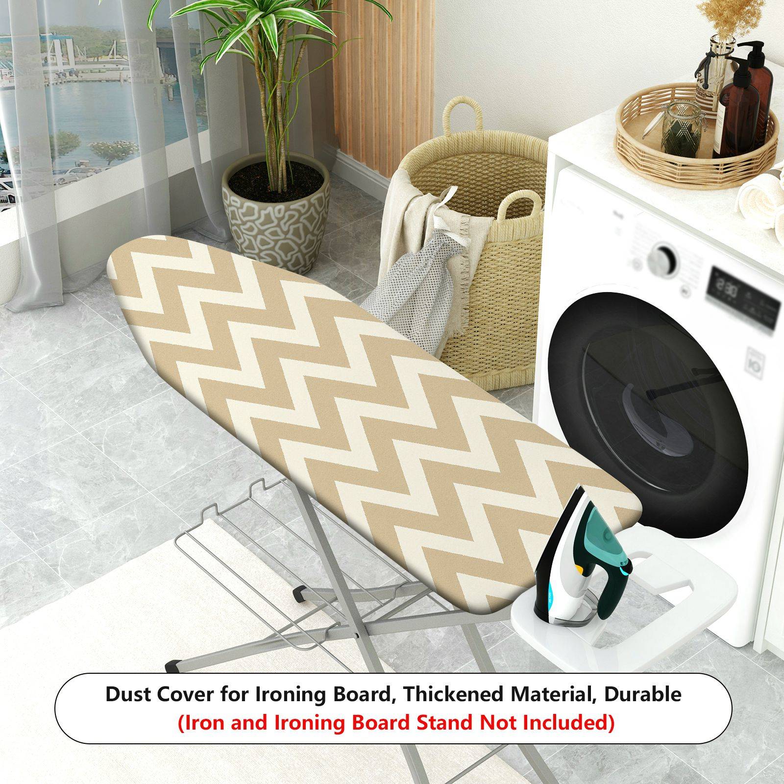1-Piece Zigzag Beige Pattern Decorative  Ironing Board Cover, Universal Size, Without Board