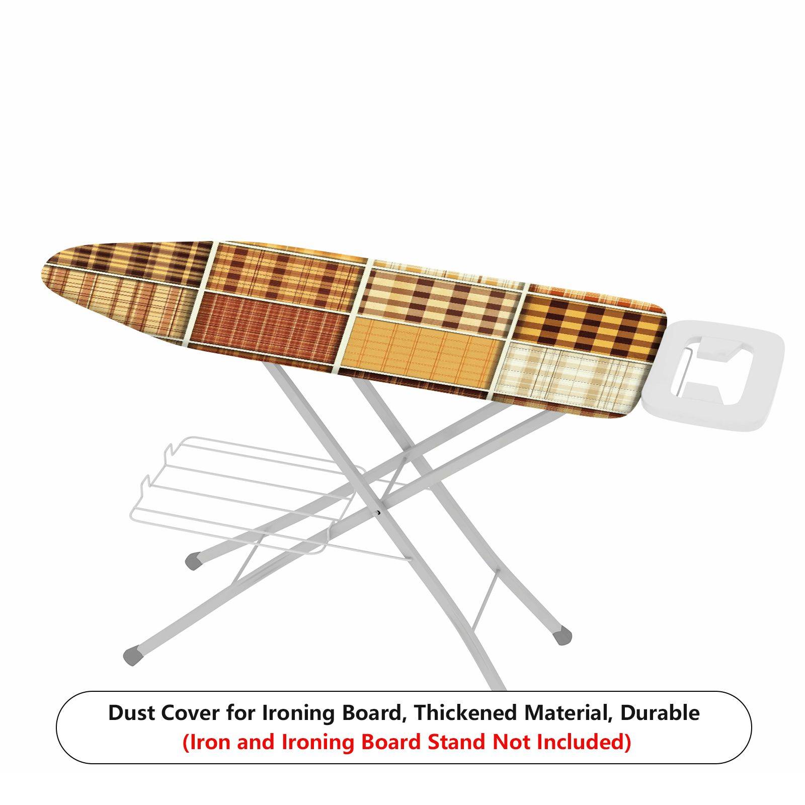 1-Piece Plaid Brown Beige  Ironing Board Cover, Universal Size, Without Board