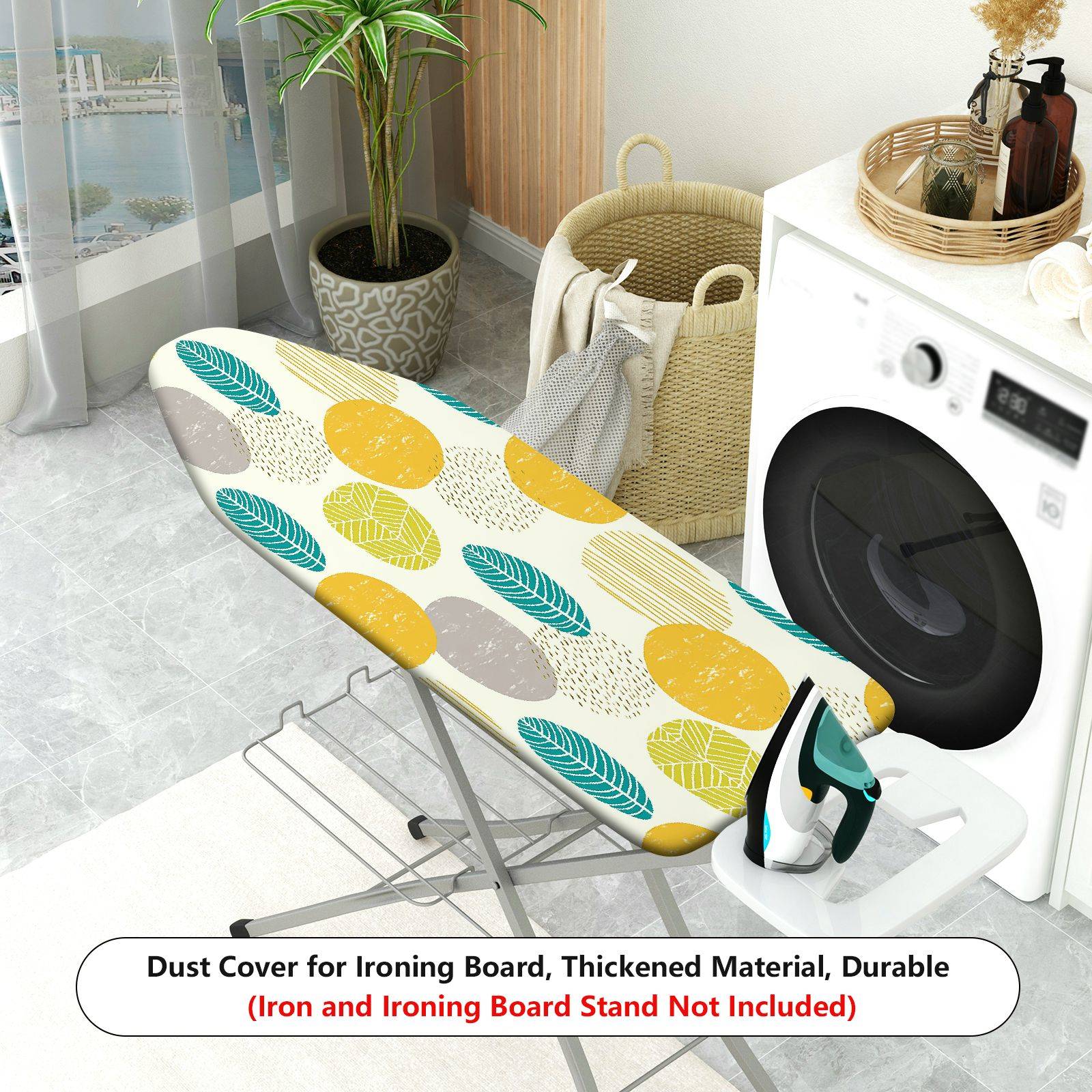 1-Piece Abstract Leaf Pattern Geometric  Ironing Board Cover, Universal Size, Without Board