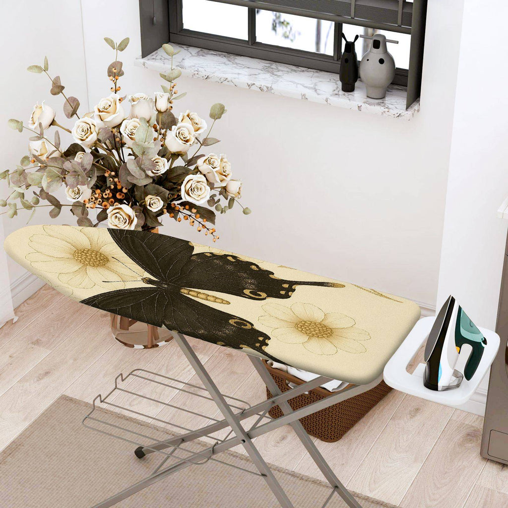 1-Piece butterfly floral beige  Ironing Board Cover, Universal Size, Without Board