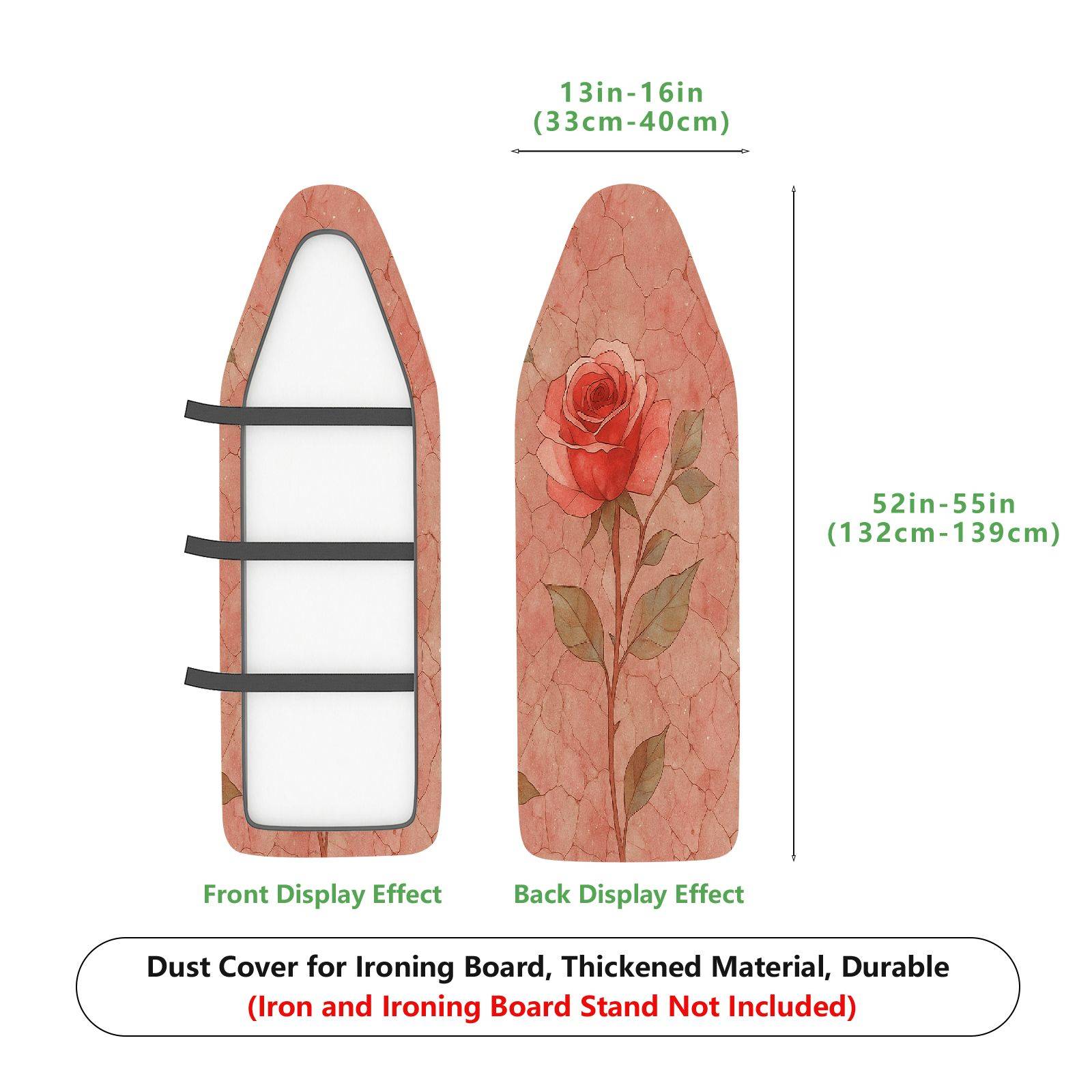 1-Piece Pink Rose Floral Print  Ironing Board Cover, Universal Size, Without Board
