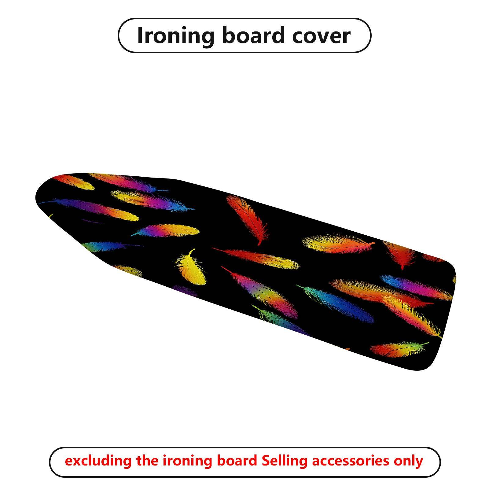 1-Piece Feather Pattern Colorful Design Black Background  Ironing Board Cover, Universal Size, Without Board