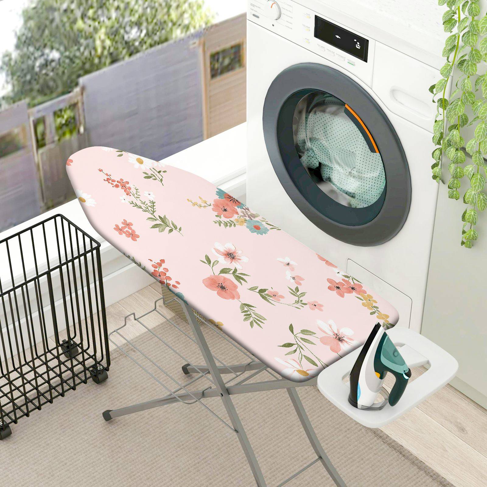 1-Piece Floral Pattern Pink Decorative  Ironing Board Cover, Universal Size, Without Board