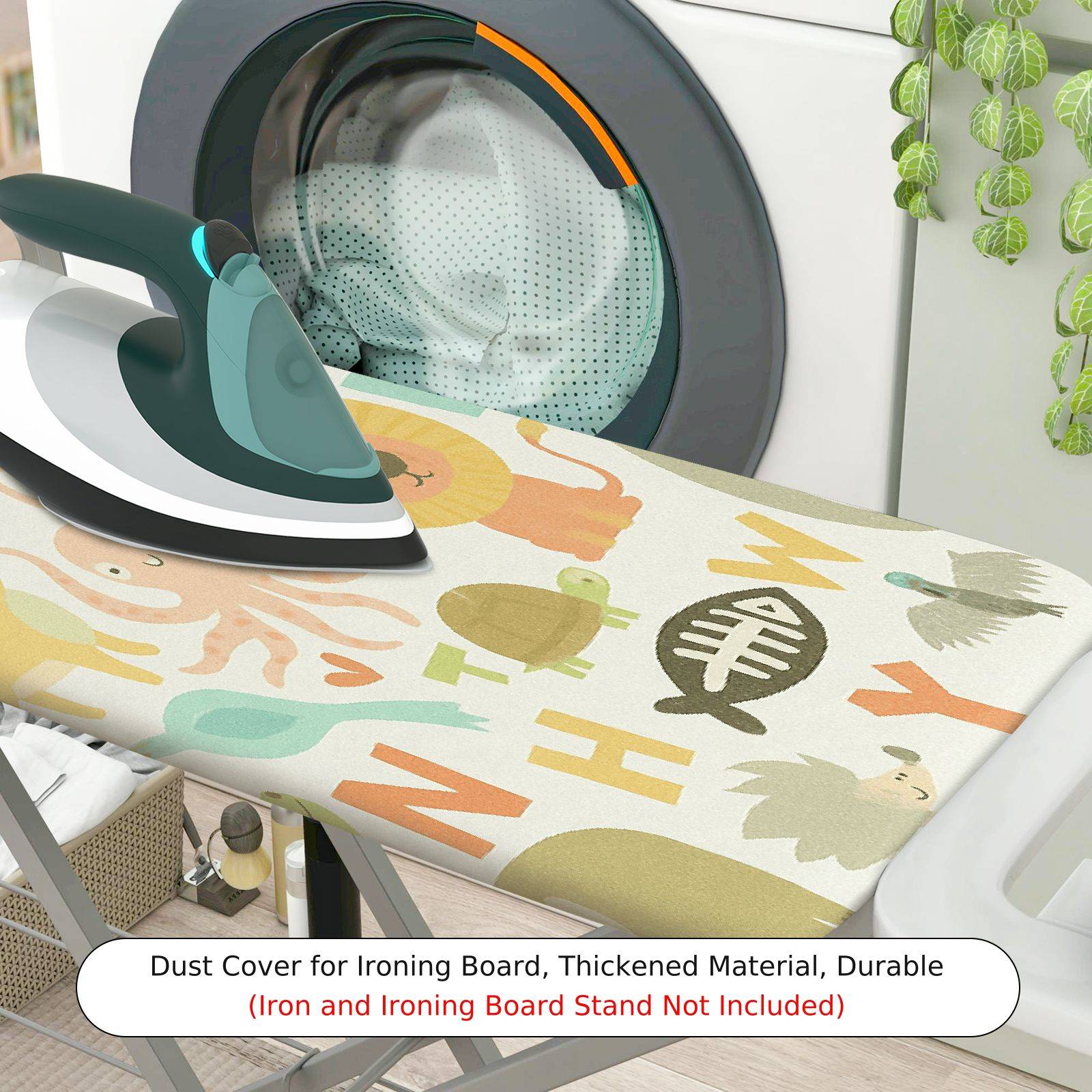 1-Piece Animal Alphabet  Ironing Board Cover, Universal Size, Without Board