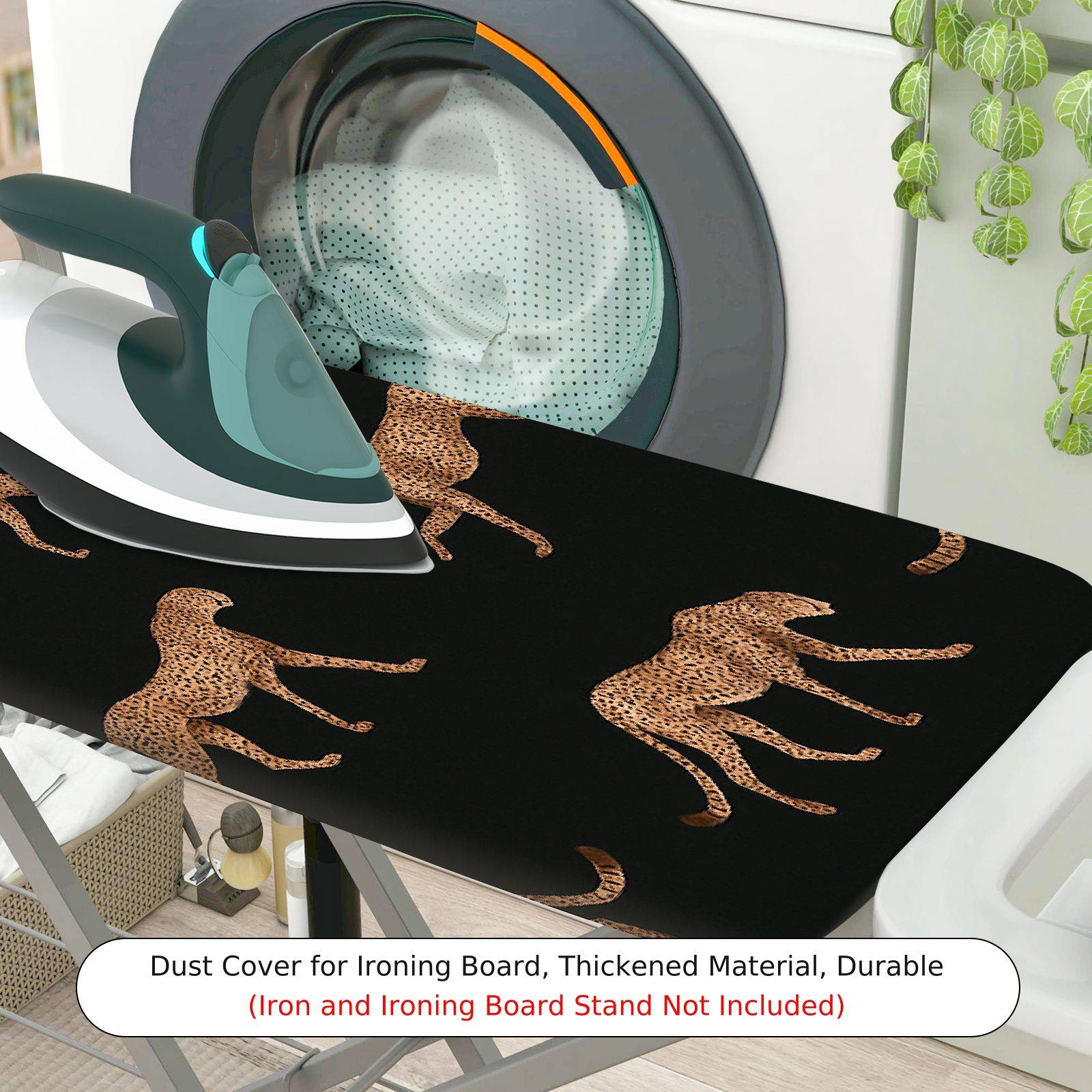 1-Piece Leopard Print Black Pattern Animal  Ironing Board Cover, Universal Size, Without Board