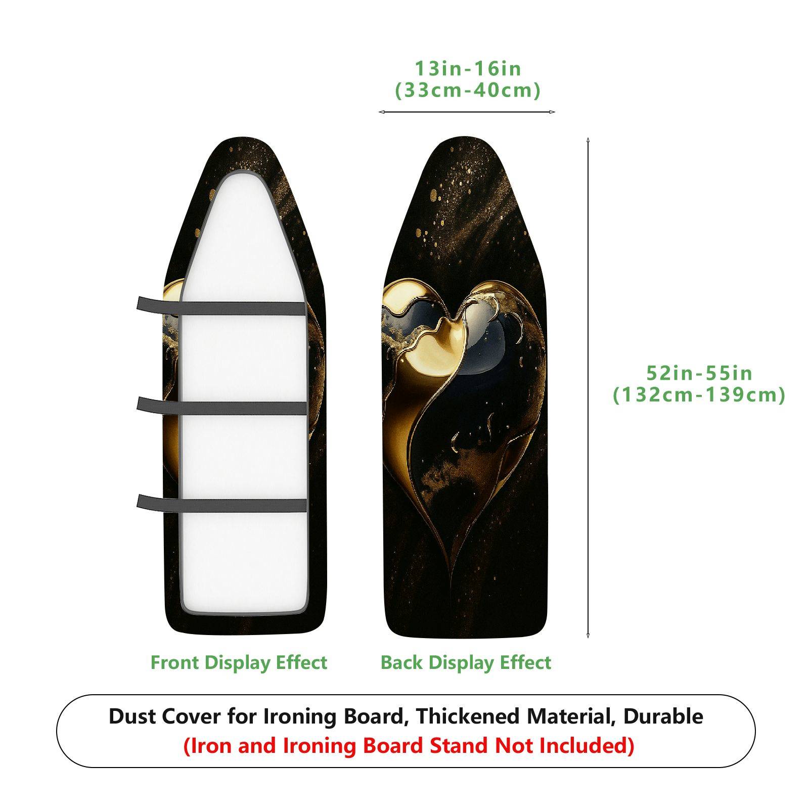 1-Piece Abstract Art Gold Black Luxury  Ironing Board Cover, Universal Size, Without Board