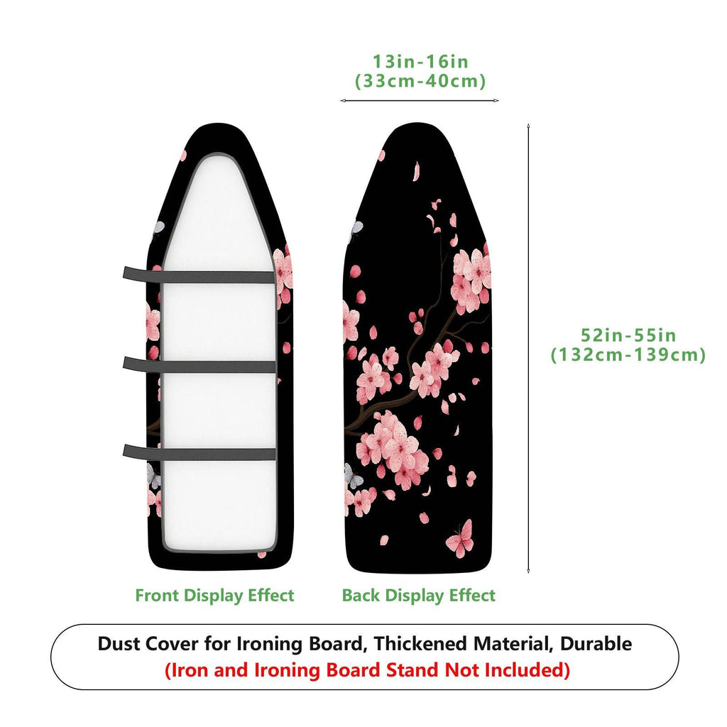 1-Piece Cherry Blossom Pink Floral Black  Ironing Board Cover, Universal Size, Without Board