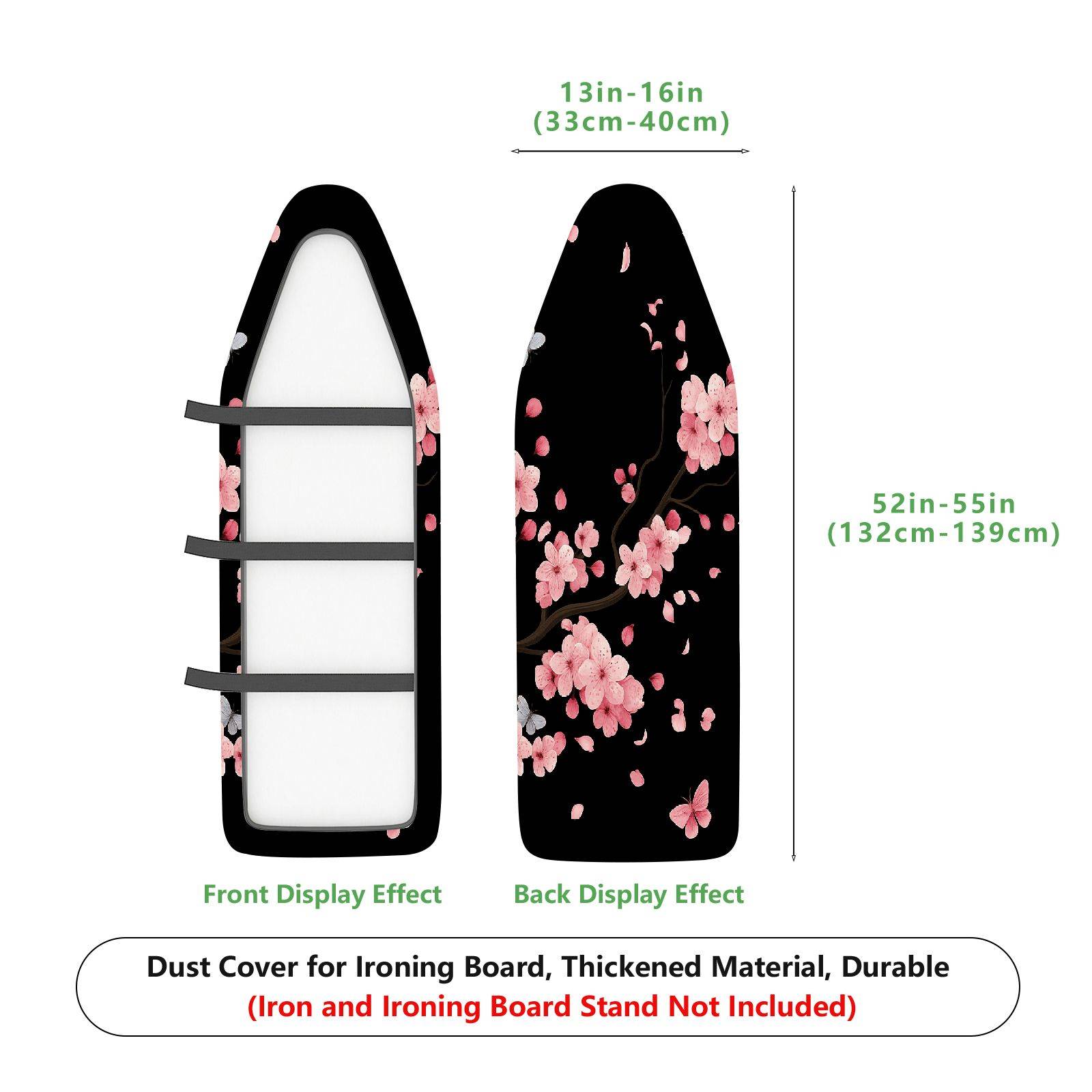 1-Piece Cherry Blossom Pink Floral Black  Ironing Board Cover, Universal Size, Without Board