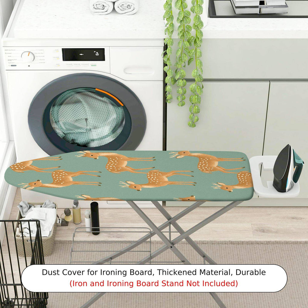 1-Piece Deer Pattern Green Animals  Ironing Board Cover, Universal Size, Without Board