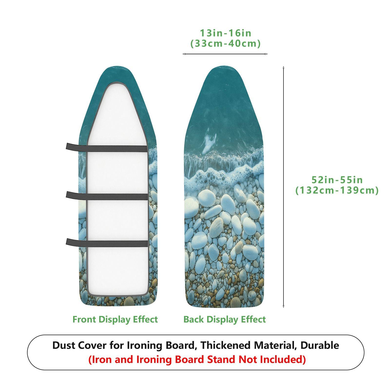 1-Piece Beach Ocean Pebble  Ironing Board Cover, Universal Size, Without Board