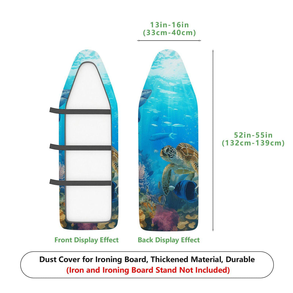 1-Piece Ocean Turtle Coral  Ironing Board Cover, Universal Size, Without Board