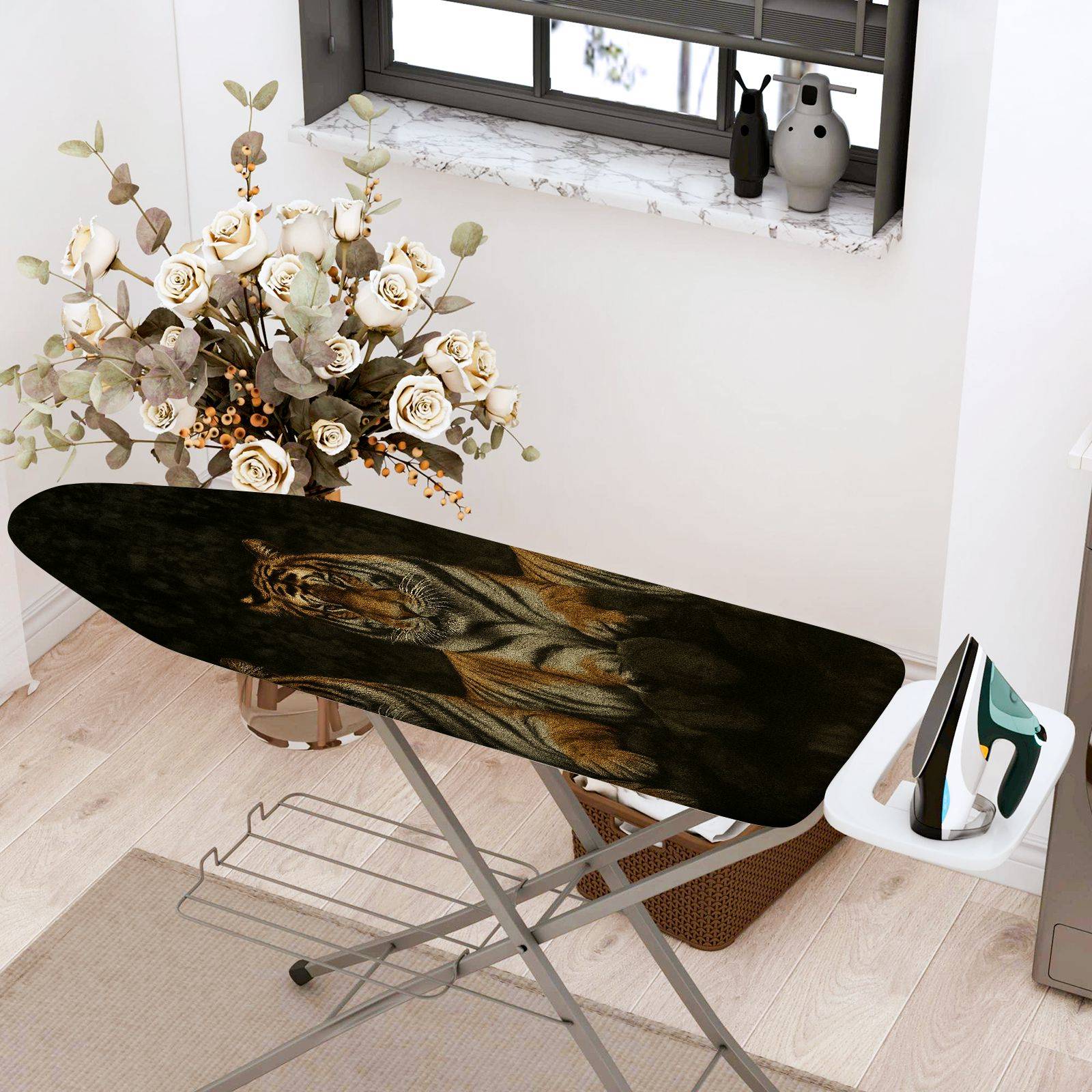 1-Piece Tiger Animal Wildlife  Ironing Board Cover, Universal Size, Without Board