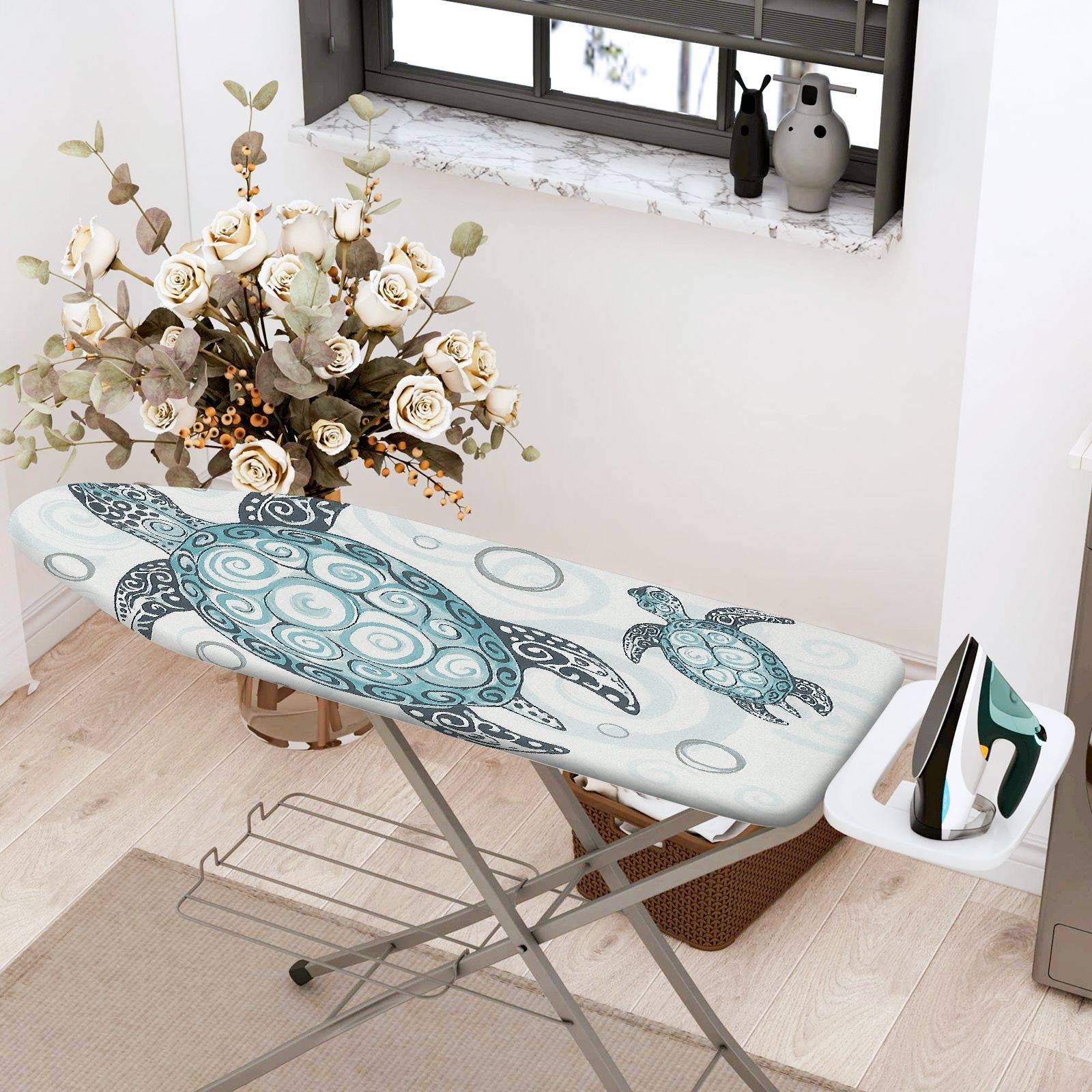 1-Piece Turtle Ocean Blue  Ironing Board Cover, Universal Size, Without Board