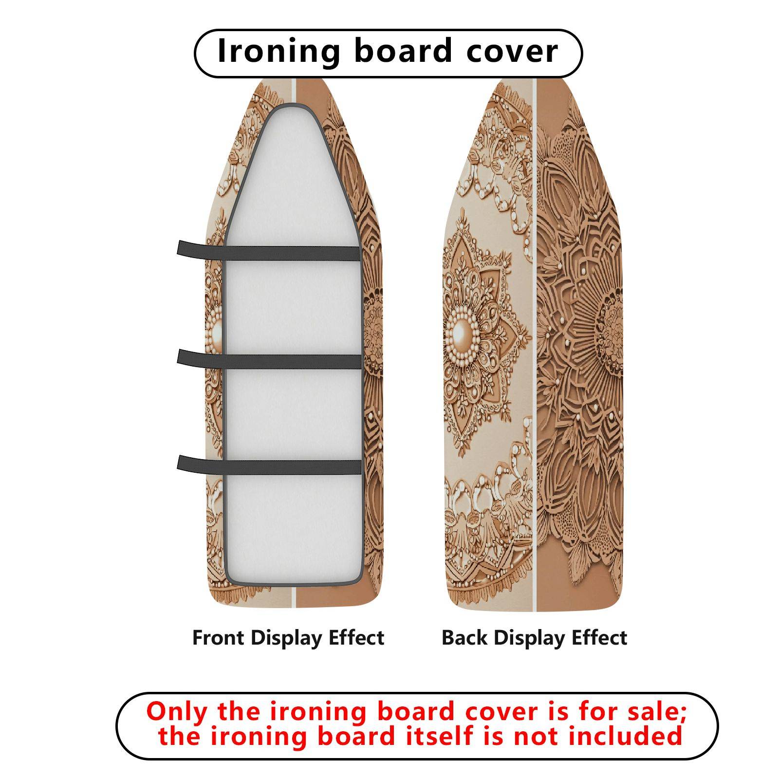 1-Piece Mandala Beige Decorative  Ironing Board Cover, Universal Size, Without Board