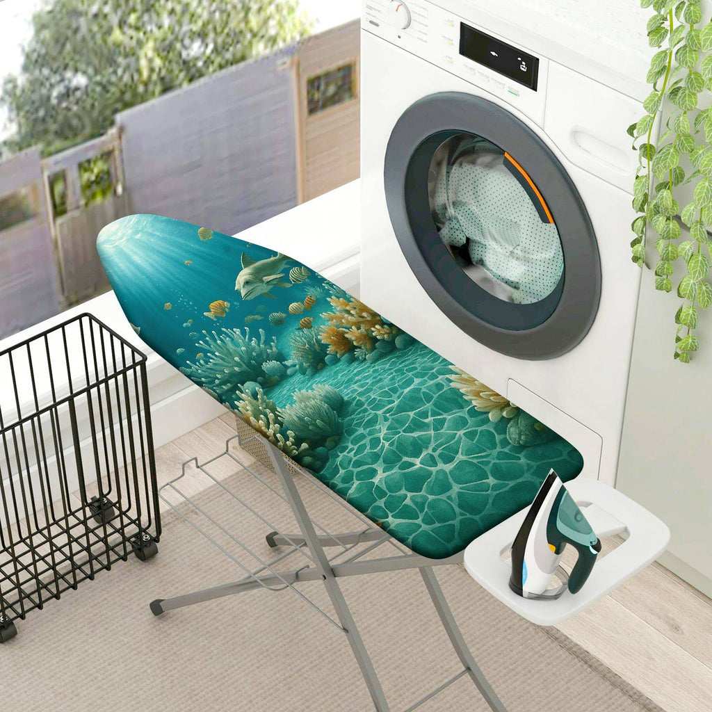 1-Piece Ocean Coral Fish  Ironing Board Cover, Universal Size, Without Board