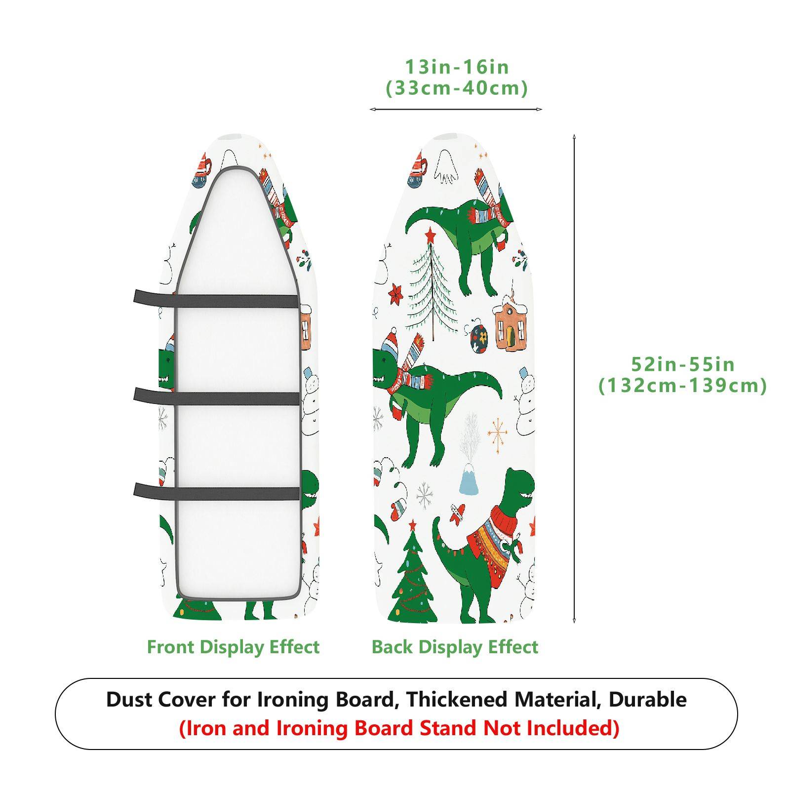 1-Piece Dinosaur Christmas Snowman  Ironing Board Cover, Universal Size, Without Board